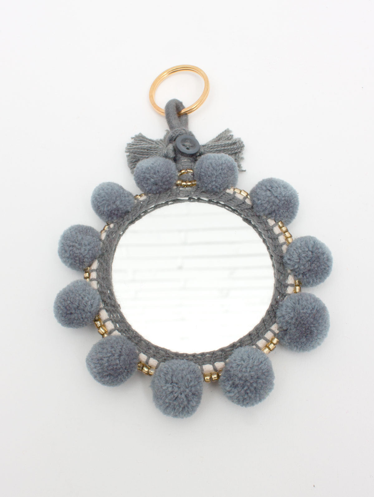 Super Soft Pom Pom Mirror Keychains - Large Oversized Fluffy Keyring for Women, Girls, Teens - Perfect for Car Keys, Handbags, Backpacks & Gift Giving