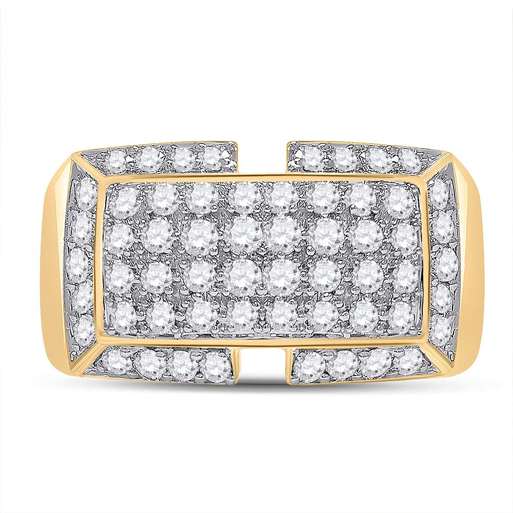 10K Yellow Gold Men's Round Diamond Fashion Ring - 1 CTTW Genuine Diamond Wedding Band for Men, Perfect for Engagement, Anniversary & Special Occasions