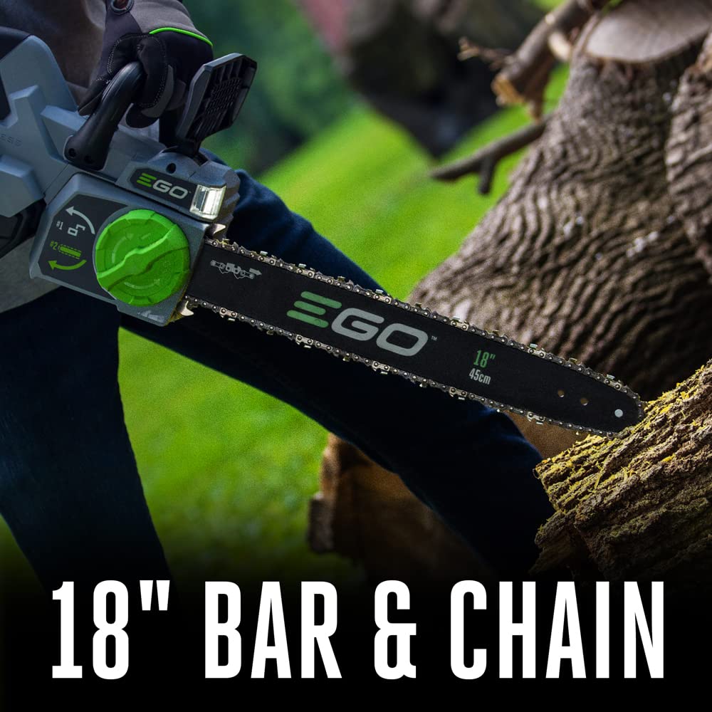 EGO POWER+ CS1800 18-Inch Cordless Battery Chainsaw - Lightweight Electric Chainsaw for Home & Yard Use (Battery & Charger Sold Separately) - Perfect for Tree Trimming, Firewood Cutting, and Landscaping