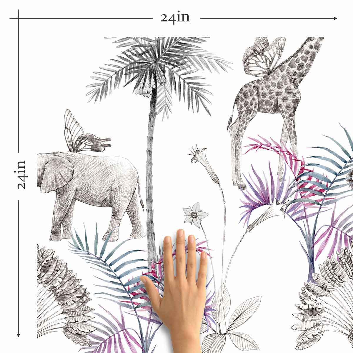 Grey Wildlife Peel and Stick Removable Wallpaper 7784 - Self-Adhesive Nature Themed Wall Decor for Bedroom, Nursery & Home Office