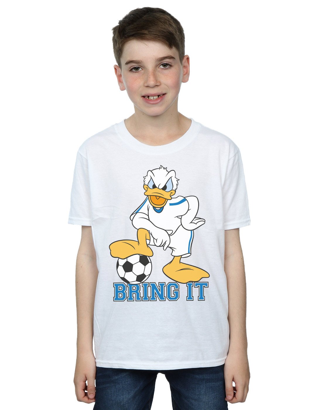 Disney Donald Duck Boys' T-Shirt - White Cotton Short Sleeve Tee for Kids Ages 9-11 | Casual Wear, Birthday Gift, Disney Fan Outfit