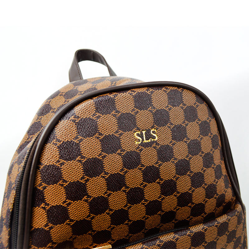 Carnaby Of London Augusta Embossed Initial Backpack - Stylish Leather Backpack for Women, Monogrammed School Bag & Travel Laptop Backpack - Perfect for Work, College & Daily Commute