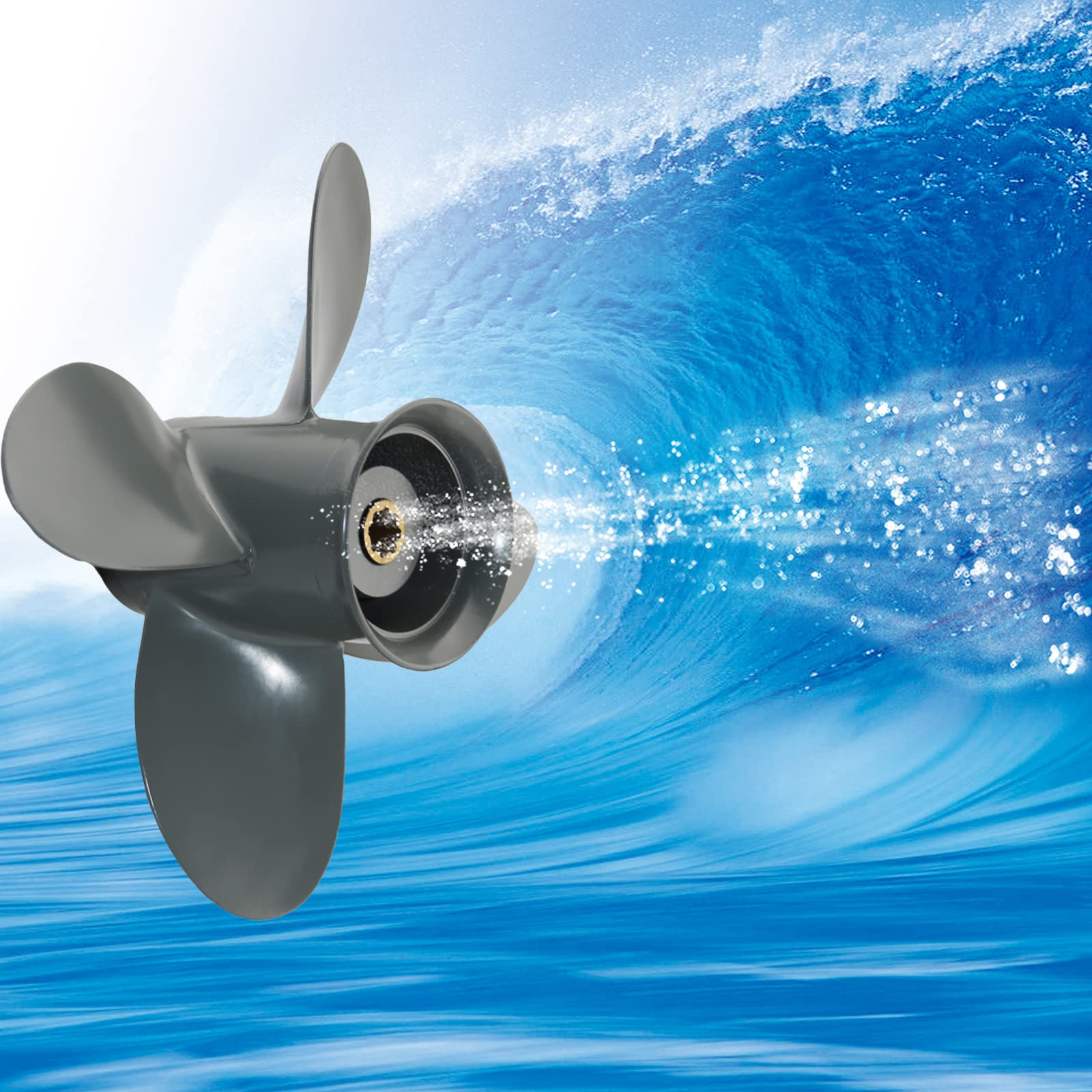 Jetman 4-Blade Aluminum Outboard Propeller for Honda 8HP/9.9HP/15HP/20HP Engines - 8 Spline Tooth RH Boat Accessories - Perfect for Fishing, Boating & Marine Activities