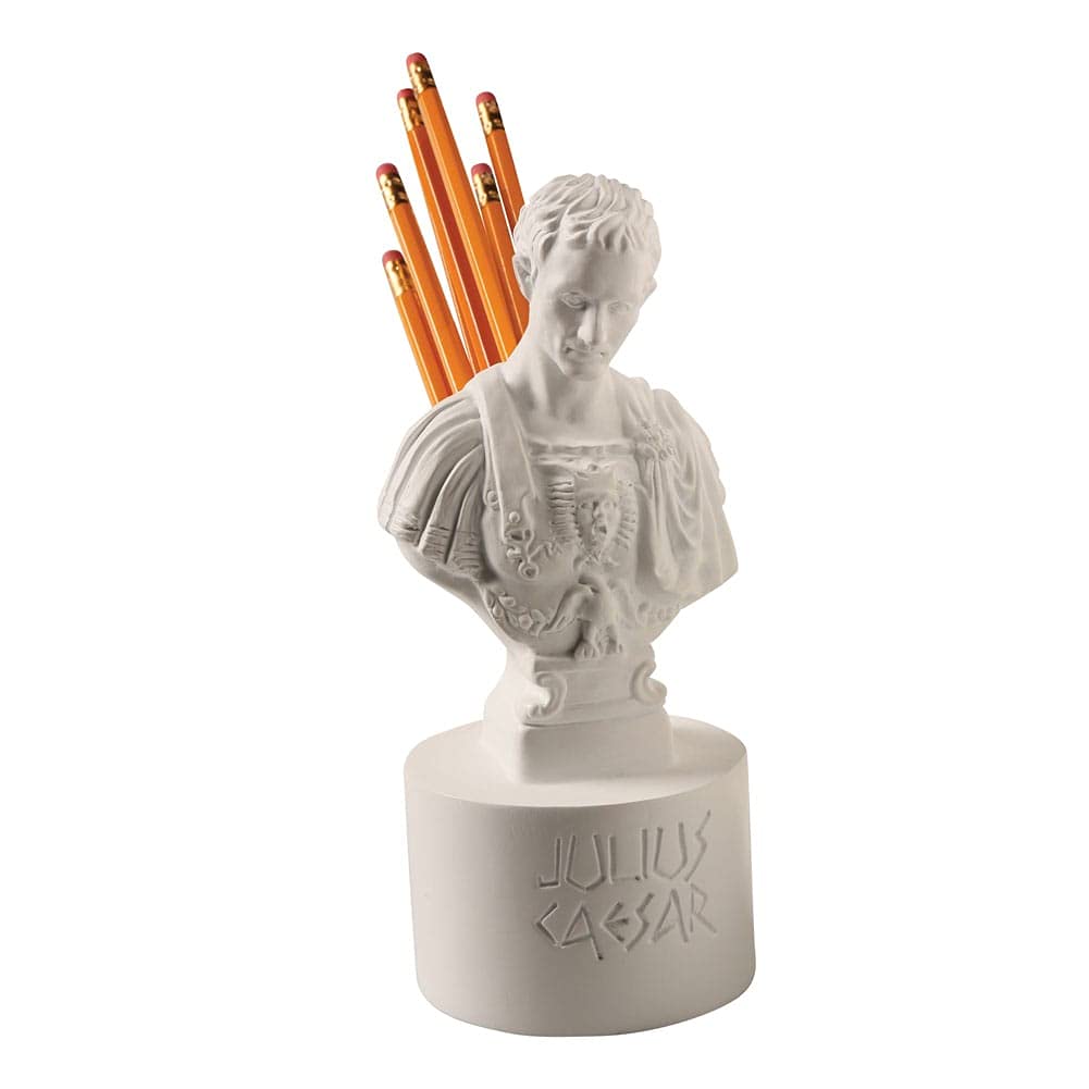 Julius Caesar Bust Pencil Holder - Roman Statue Office Decor for Desk Organizers | Unique Pen Holder for Writers, Students & History Lovers | Perfect Gift for Ancient Rome Enthusiasts