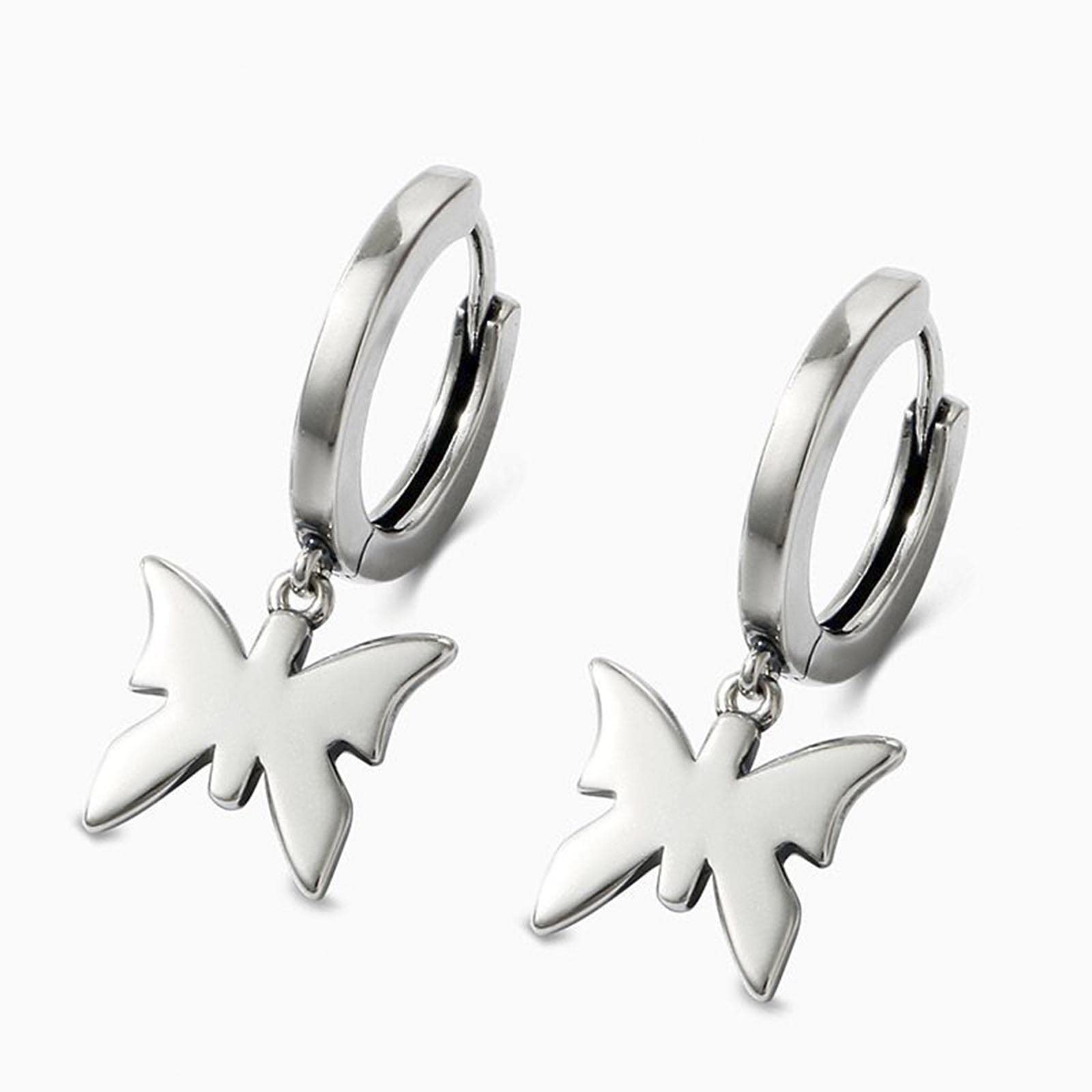 Jeulia Sterling Silver Small Hoop Earrings for Women - Dangle Earrings with Cross, Wings & Butterfly Charms | Hypoallergenic Punk Stud Goth Piercing Jewelry | Perfect Gift for Teen Girls with Gift Box | Ideal for Parties, Dating & Everyday Wear
