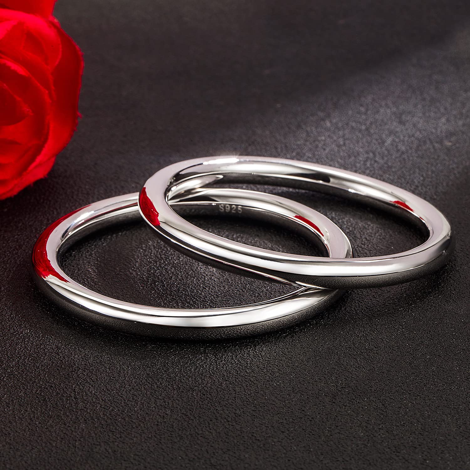 Minimalist 925 Sterling Silver Bangle Bracelet for Women & Men - 7-8mm Width, 60-65mm Diameter - Solid Smooth Cuff for Everyday Wear, Fashion Jewelry Gift for Birthday, Anniversary & Special Occasions
