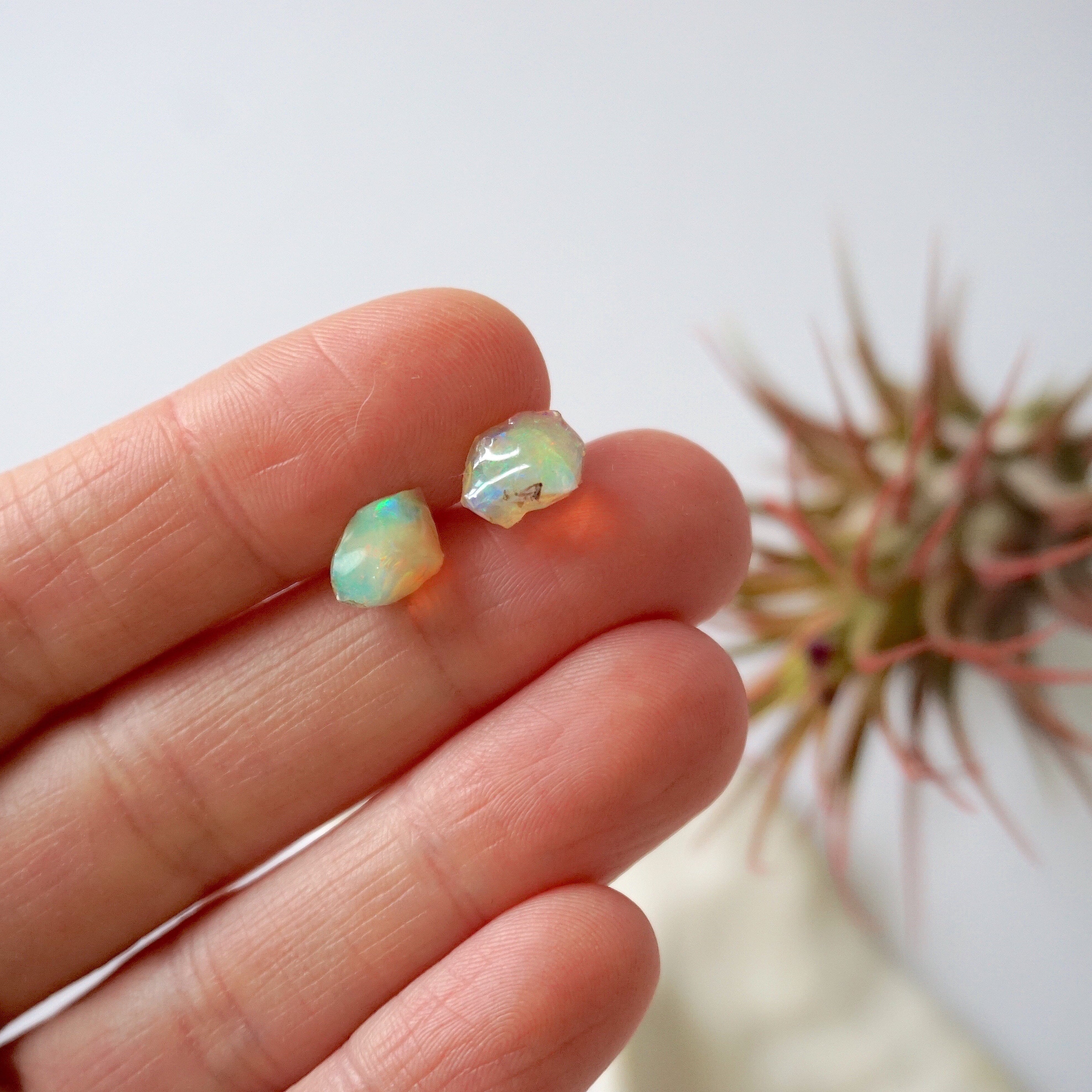 Natural Fire Opal Stud Earrings for Women - 14K Gold Post Earrings for Everyday Wear & Special Occasions