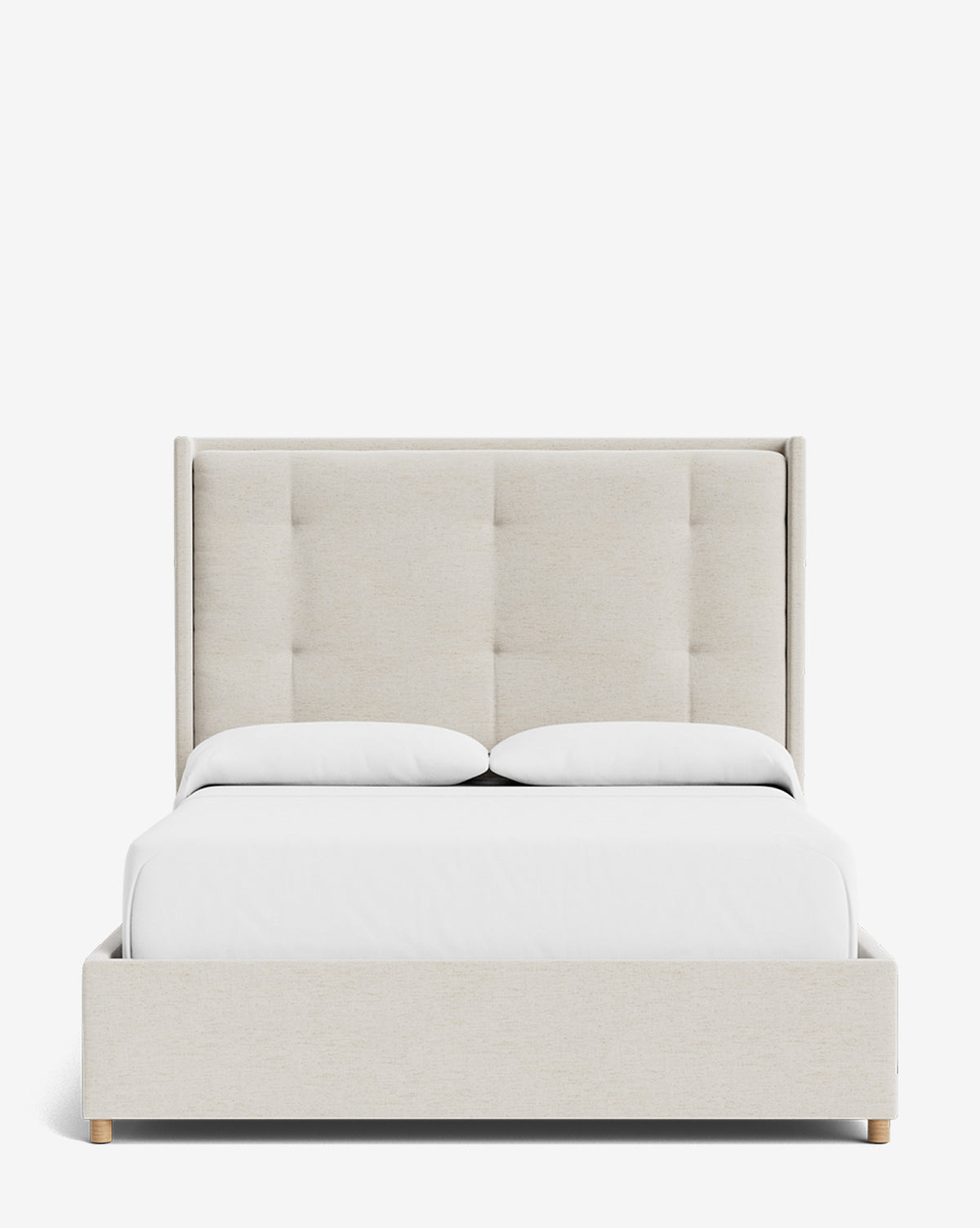 Luxury Ria Upholstered Bed Frame - Queen Size Platform Bed with Soft Fabric Headboard - Modern Bedroom Furniture for Master & Guest Rooms