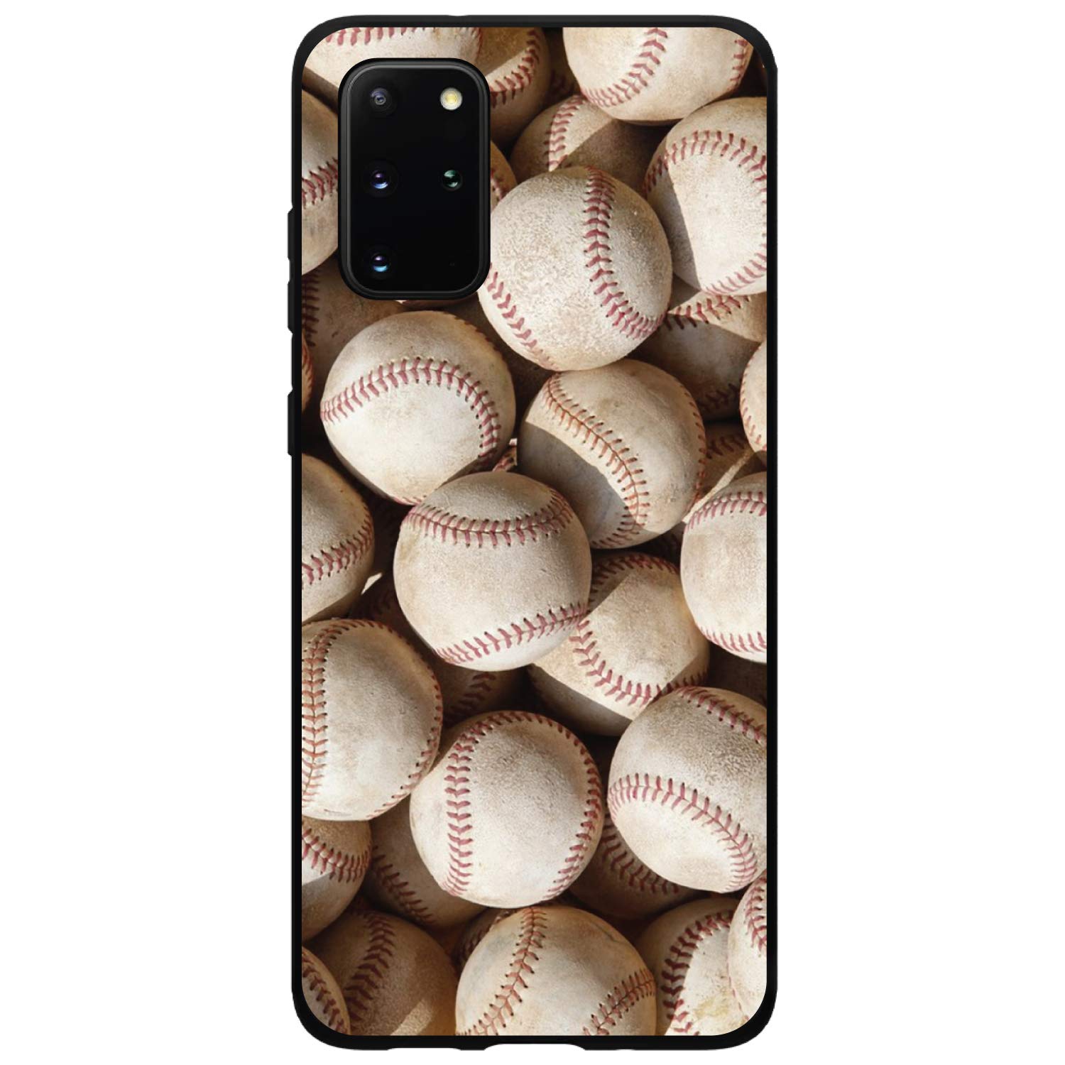 Custom Ultra Slim Hard Plastic Case for Samsung Galaxy S20 Plus (6.7 Inch) - Black Baseball Design Phone Cover - Perfect for Baseball Fans & Sports Enthusiasts - Great for Daily Use, Work, and Outdoor Activities
