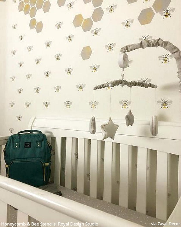 Bee Stencil for Crafts - The Buzz Allover Design | Perfect for DIY Projects, Wall Art, and Home Decor