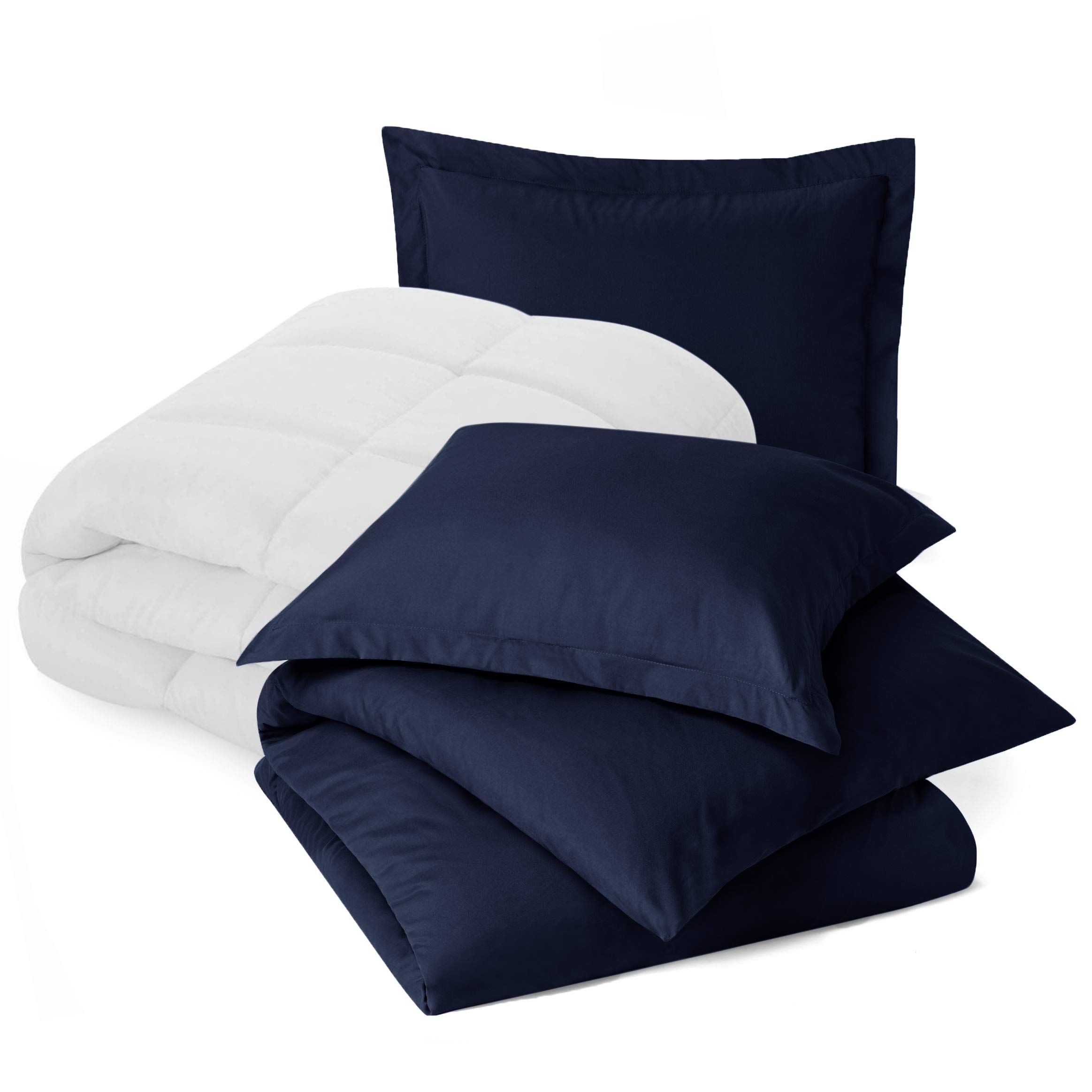 Premium King Size Bedding Set with Comforter - Navy Blue Microfiber Duvet Cover Set Includes Comforter & 2 Pillow Shams - Soft Luxury Bedding for Master Bedroom, Guest Room & Hotel Use