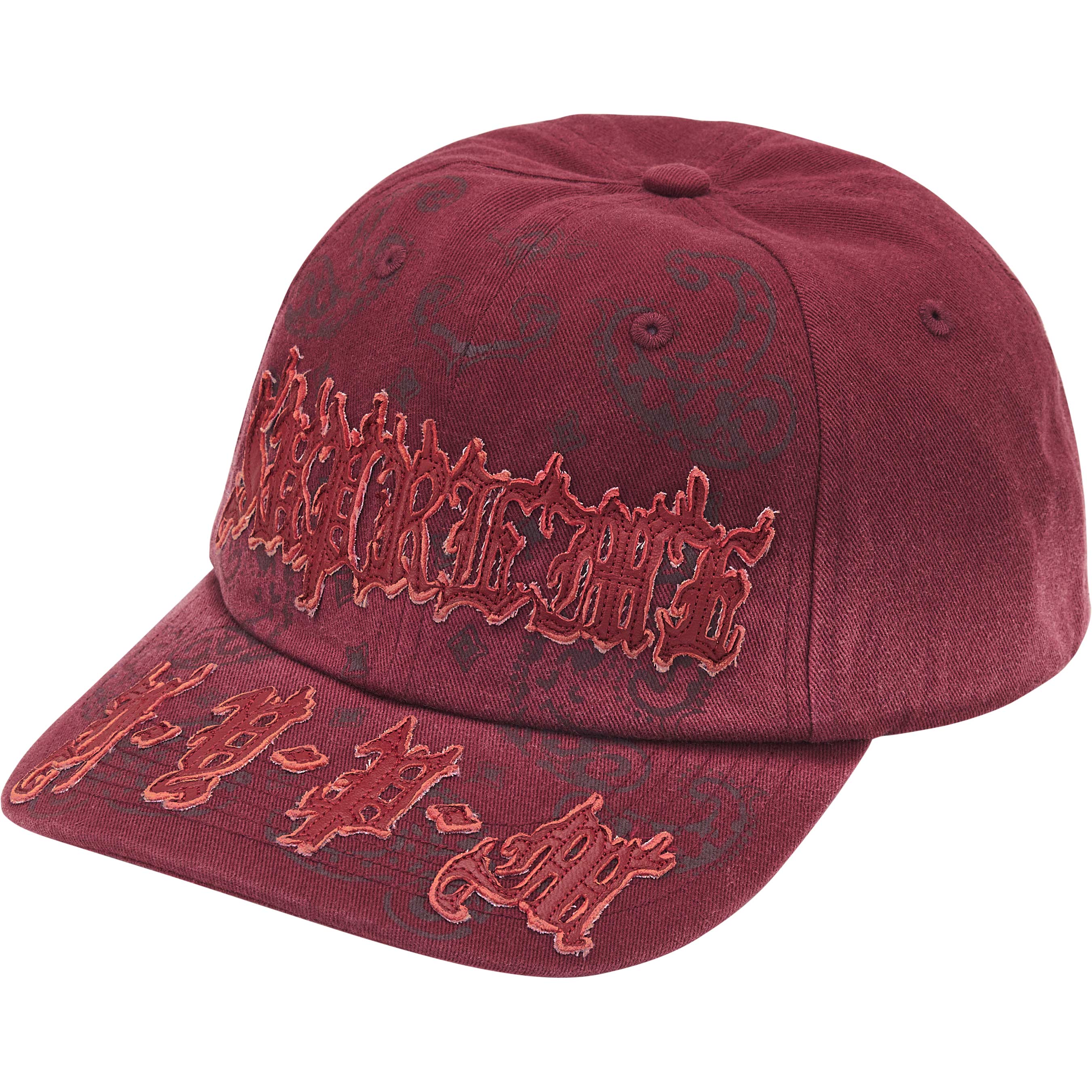 Supreme Genuine Leather Applique 6-Panel Cap - Stylish Maroon Baseball Hat for Men & Women - Perfect for Streetwear, Casual Outfits & Sports Events