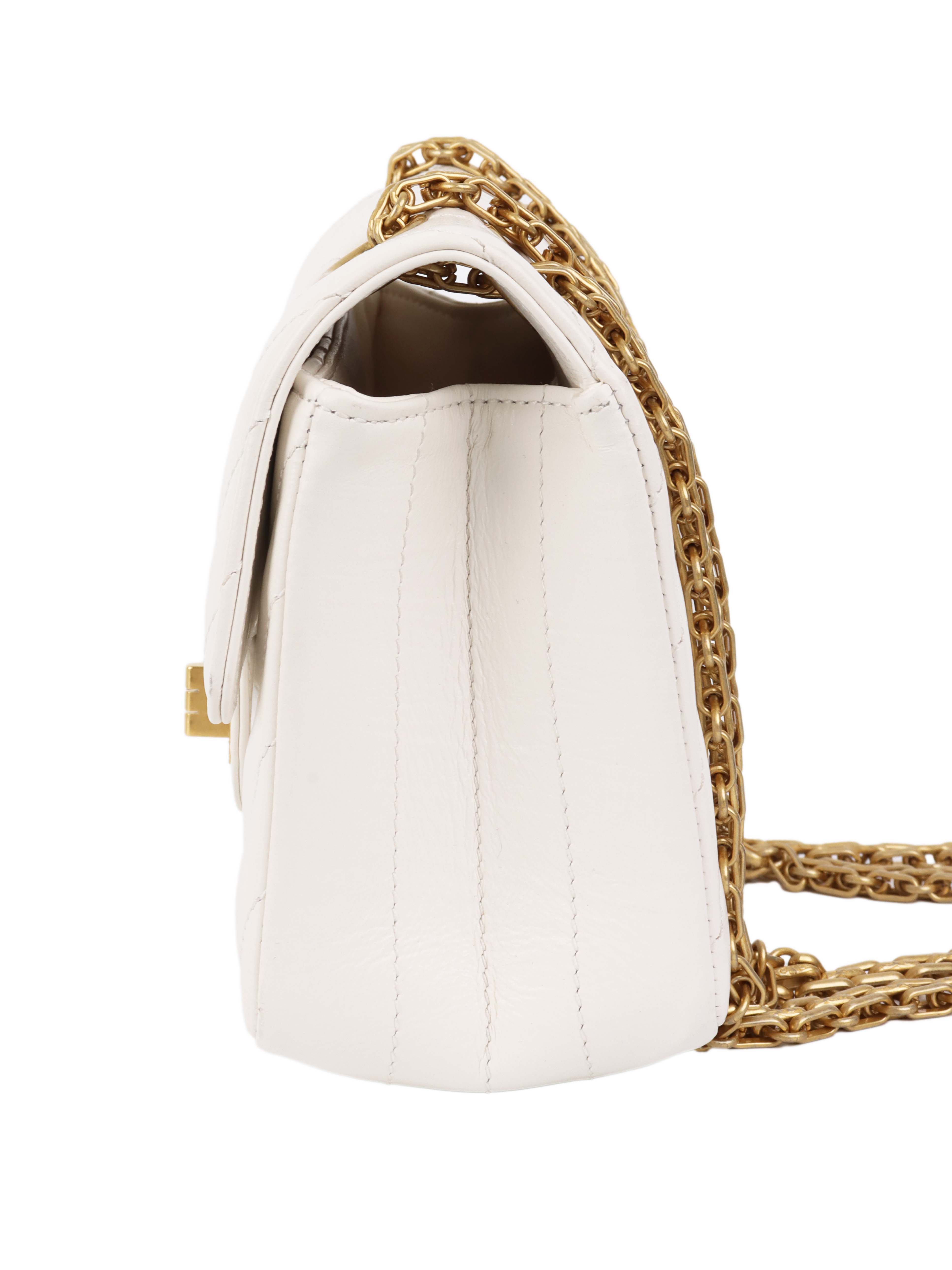 Chanel Small White Chevron 2.55 Classic Flap Bag - Luxury Designer Handbag for Women, Perfect for Everyday Use & Special Occasions