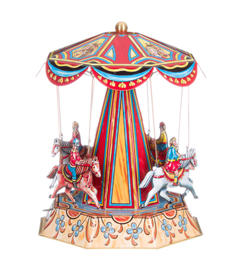 Vintage Large Classic Tin Carousel with Horses - Decorative Collectible for Home, Office & Party Decor | Perfect for Christmas, Birthday & Wedding Centerpieces