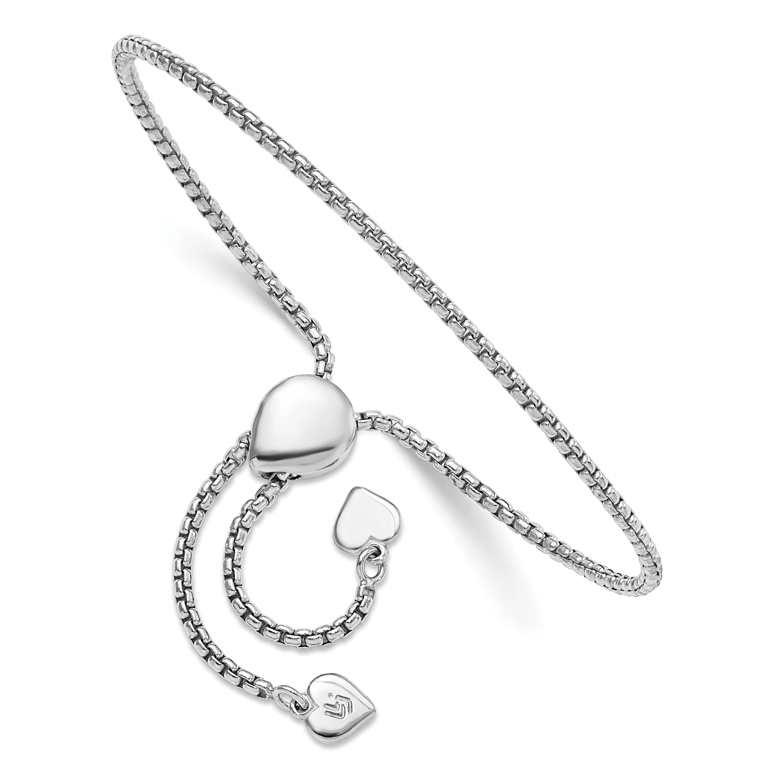 Bijou Sterling Silver Heart Bracelet - Elegant Round Rectangle Box Chain for Women - Perfect for Valentine's Day, Anniversary & Romantic Gifts