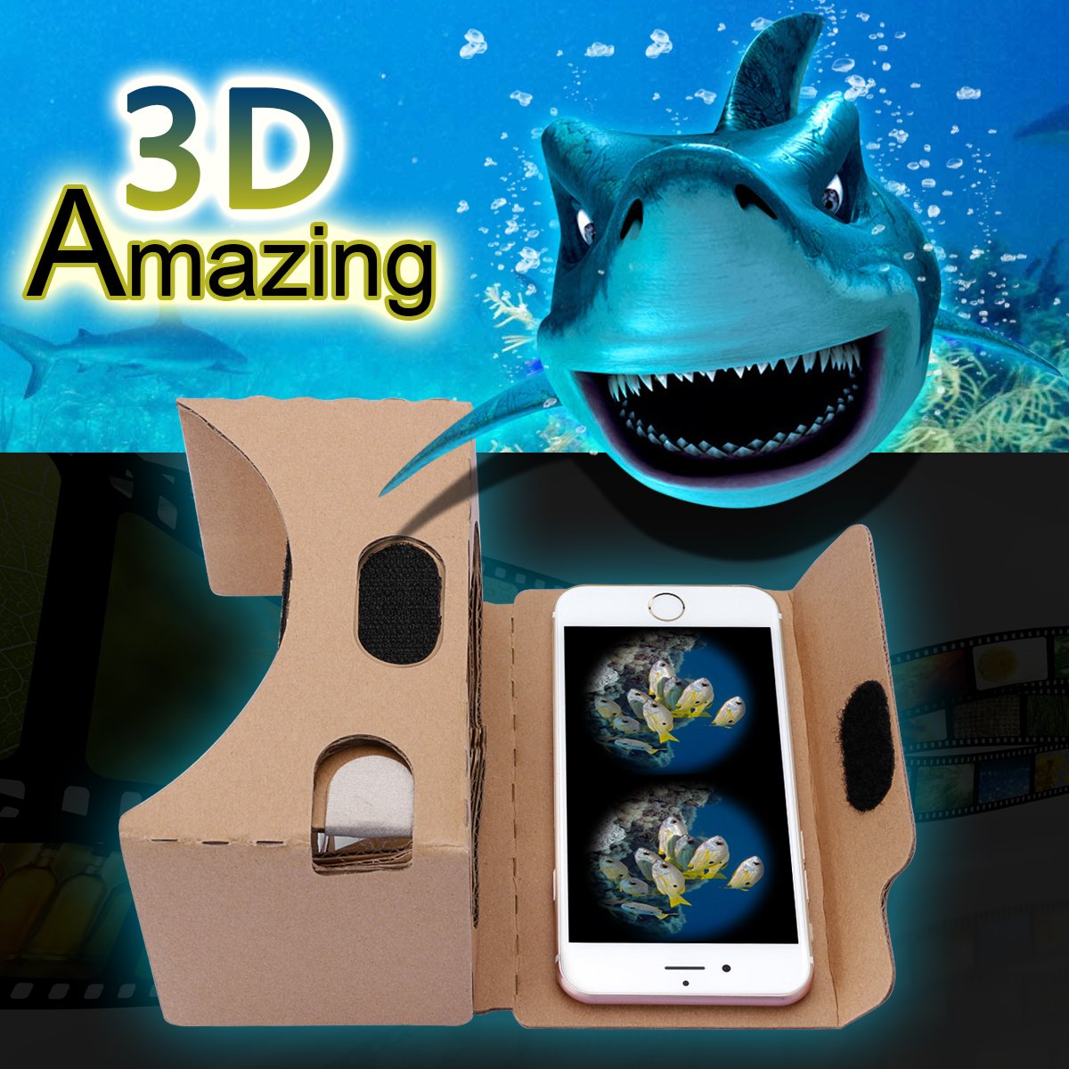 Topmaxions 3D VR Virtual Reality Headset - DIY Google Cardboard Compatible with iPhone & Android Phones Up to 6 Inch | Immersive 3D Movies & Gaming Experience | Perfect for Home Entertainment & VR Exploration