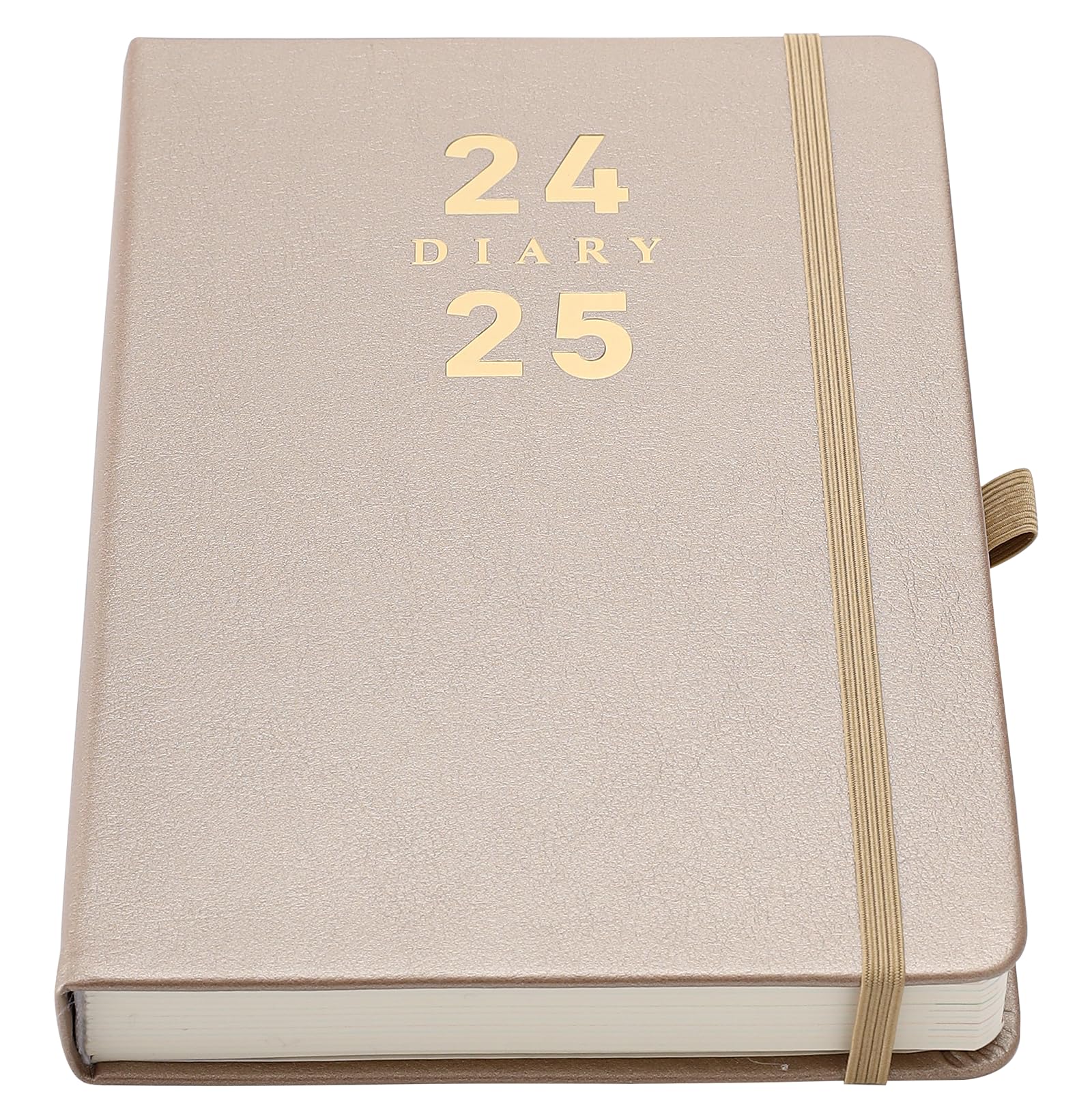2024-2025 A5 Daily Planner Hardcover - Academic Diary July 2024 to June 2025 with Color Tabs, Pen Holder & Inner Pocket | 400 Ivory Thick Pages, Gold Foil | Perfect for Students, Professionals & Goal Tracking