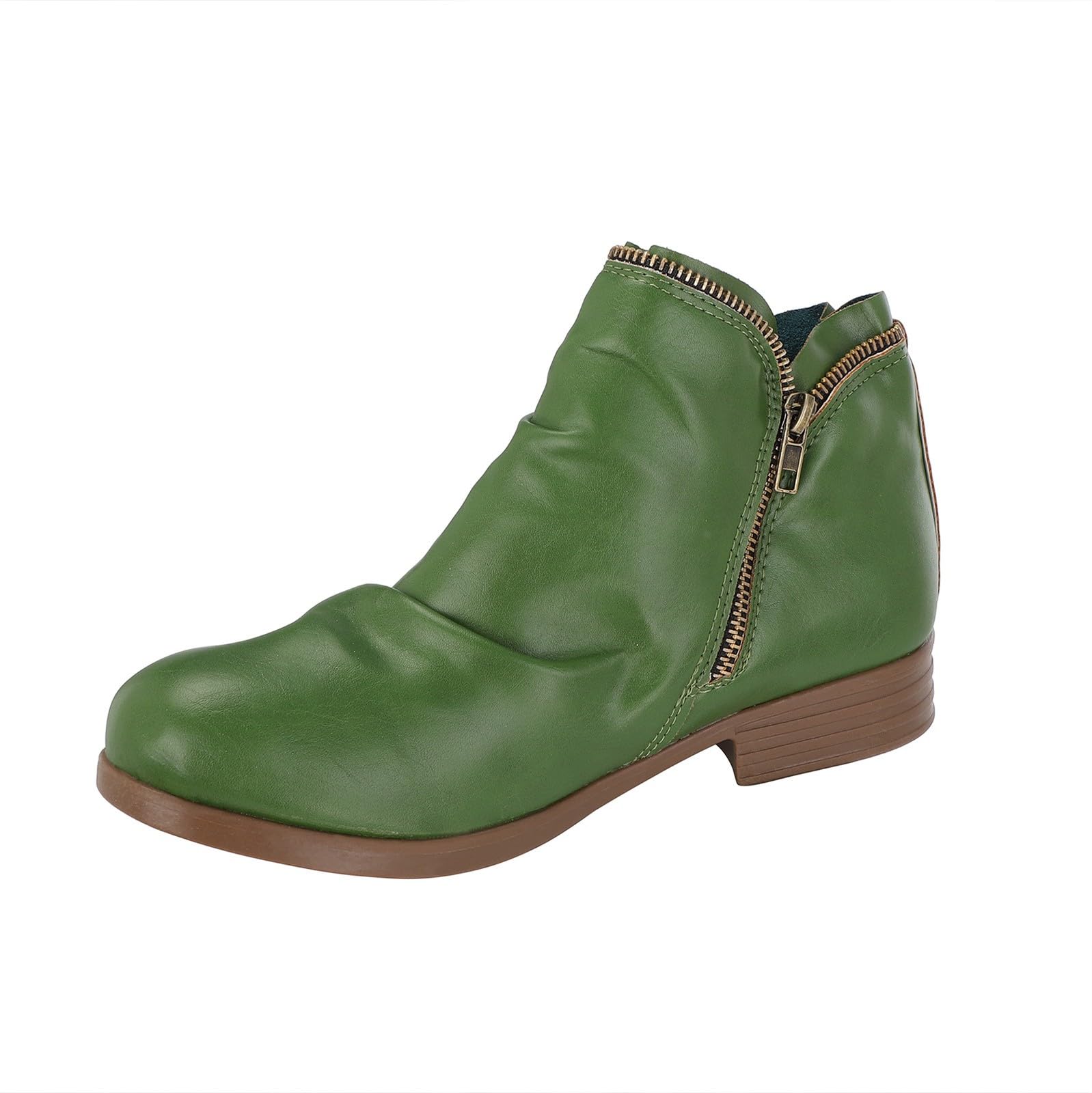 Women's Casual Retro Short Boots with Zipper - Size 7.5 Solid Color Fashion Boots for Ladies | Perfect for Fall Outfits, Date Nights & Everyday Wear