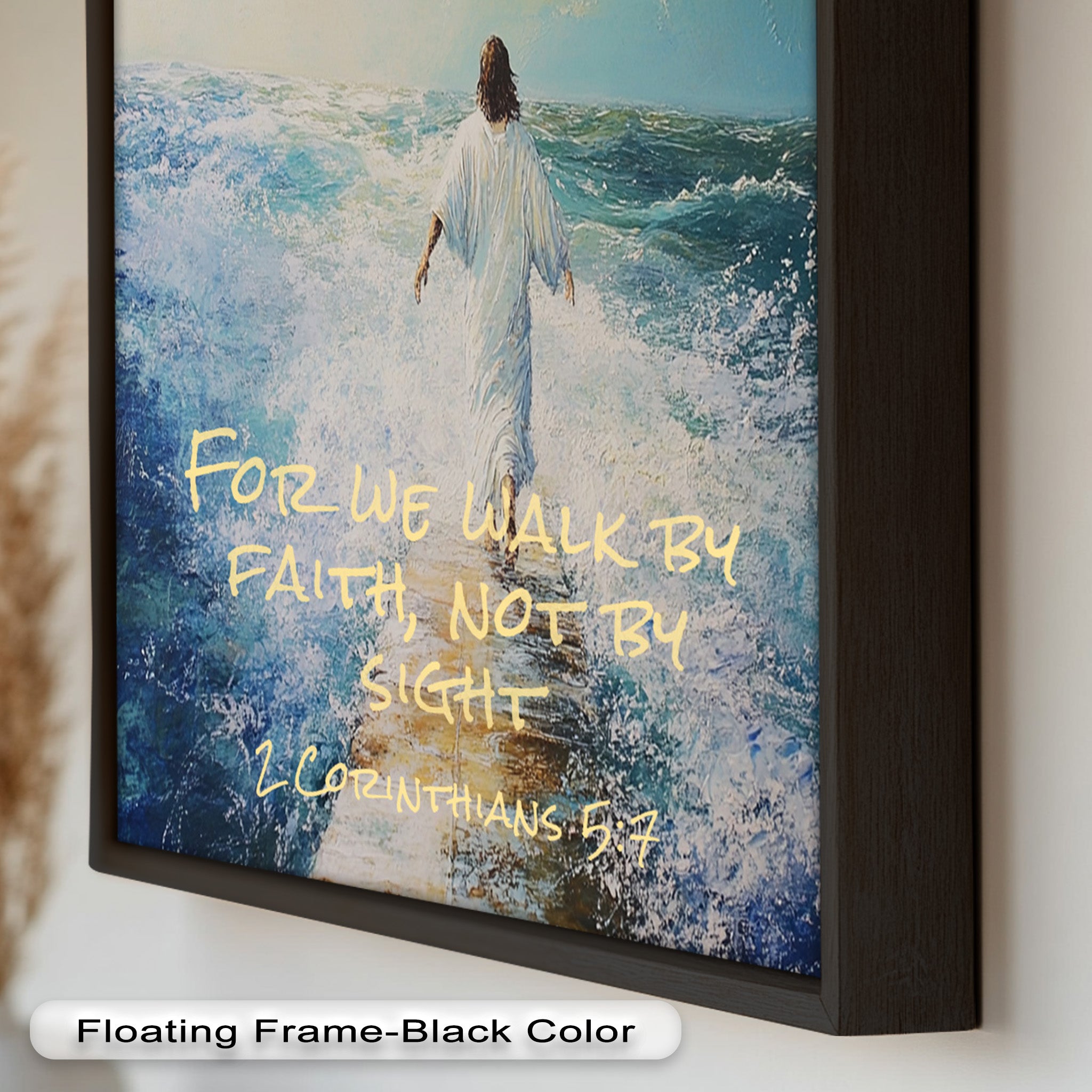 2 Corinthians 5:7 Walk by Faith Bible Verse Oil Painting - Inspirational Christian Wall Art for Home, Church & Office Decor