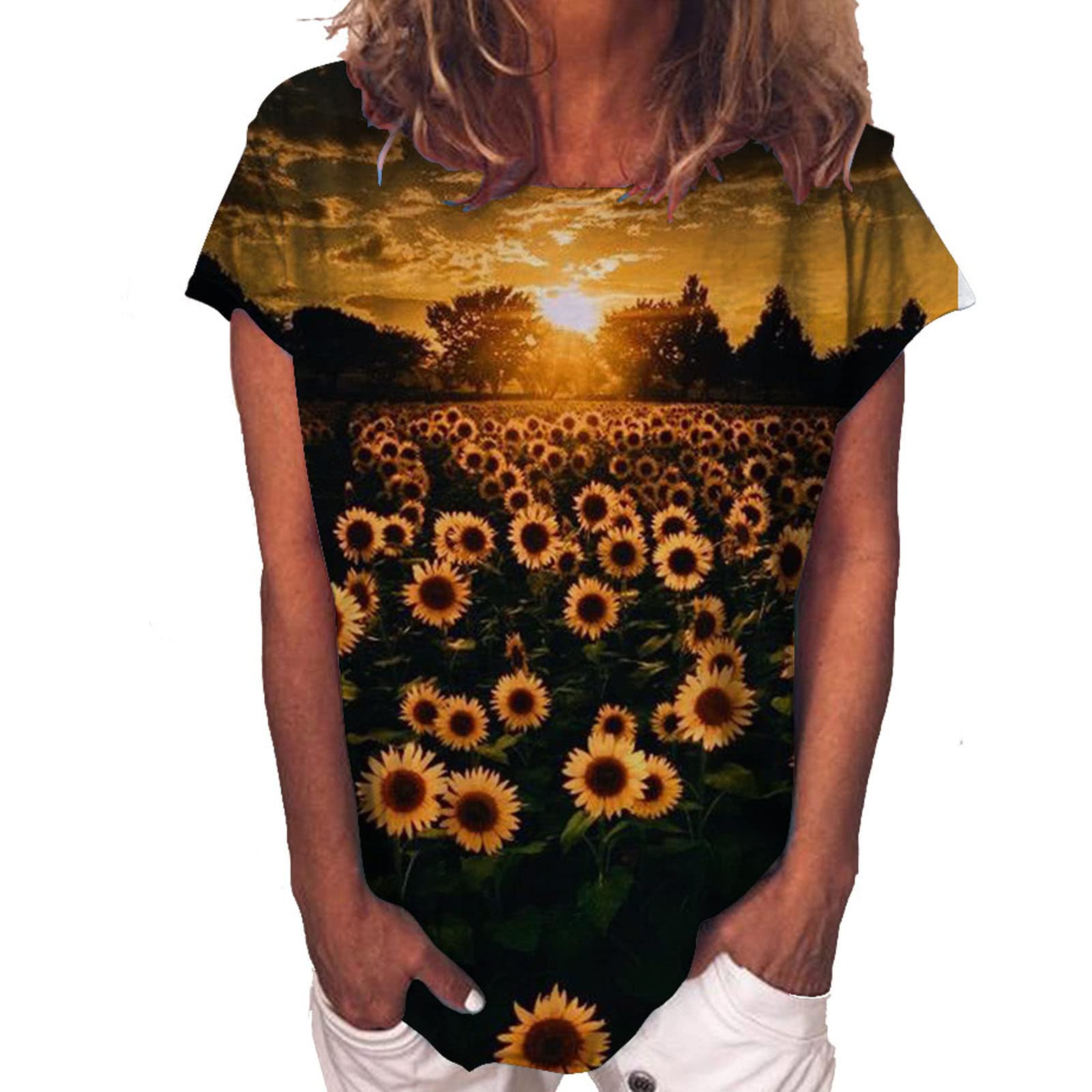 Women's Summer Tops - Short Sleeve Loose Tunic Tees with Trendy Prints | Casual Crewneck Blouses for Everyday Wear | Perfect for Beach, Office & Weekend Outings