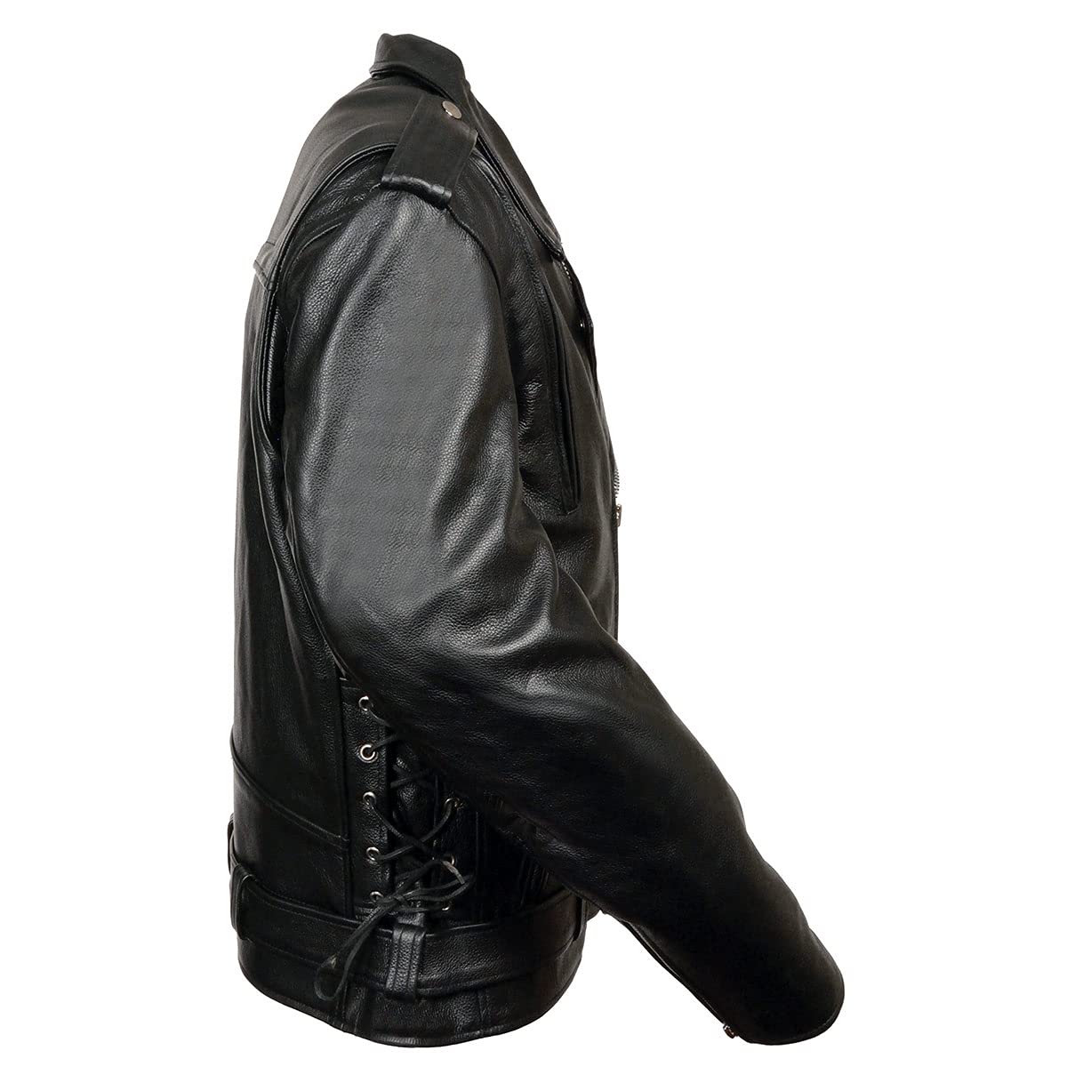 Milwaukee Leather Men's Wild One LKM1775 Black Vented Motorcycle Jacket with Side Laces - Breathable Riding Gear for Bikers & Outdoor Adventures