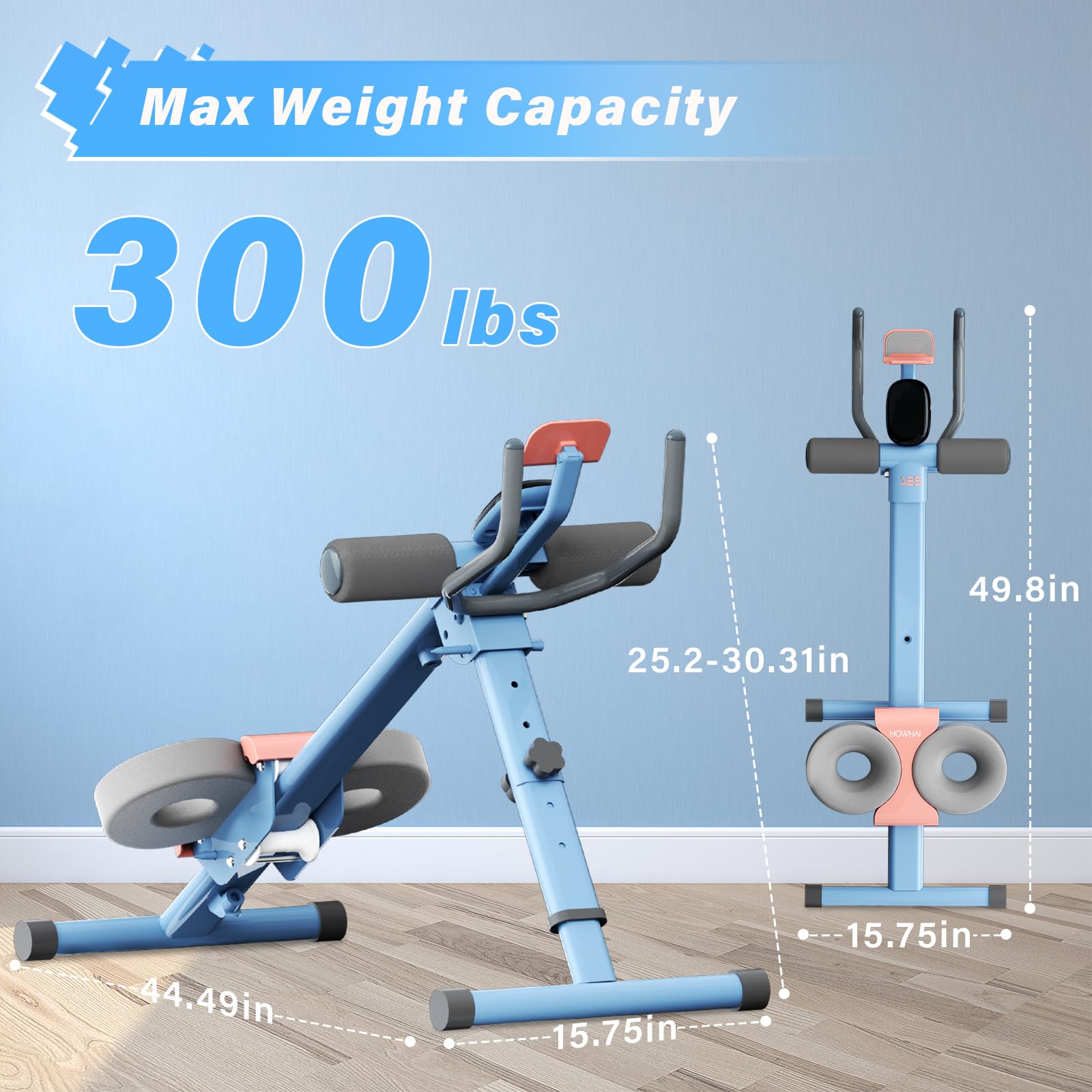Foldable Adjustable Ab Machine for Home Gym - Abdominal Trainer with Phone Holder & Touch Display for Core Workouts | Perfect for Home Fitness & Stomach Exercises