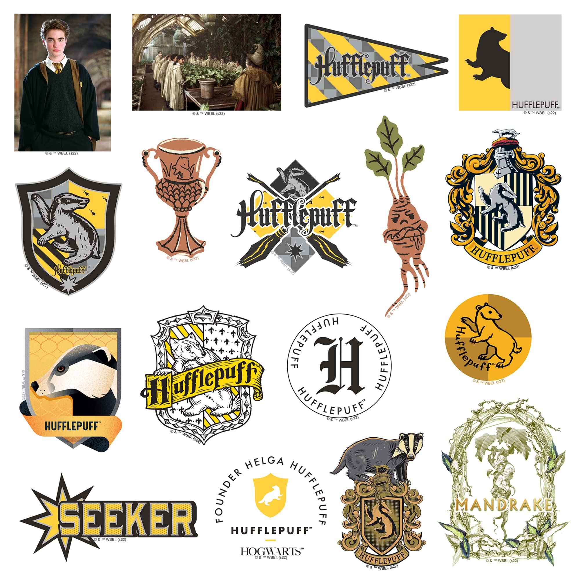 Harry Potter Hufflepuff Die Cut Vinyl Stickers - 50-Piece Variety Pack for Laptop, Water Bottle, Scrapbooking, Tablet & Skateboard - Waterproof Indoor/Outdoor Decals - Perfect for DIY Crafts, School Supplies & Gift Giving