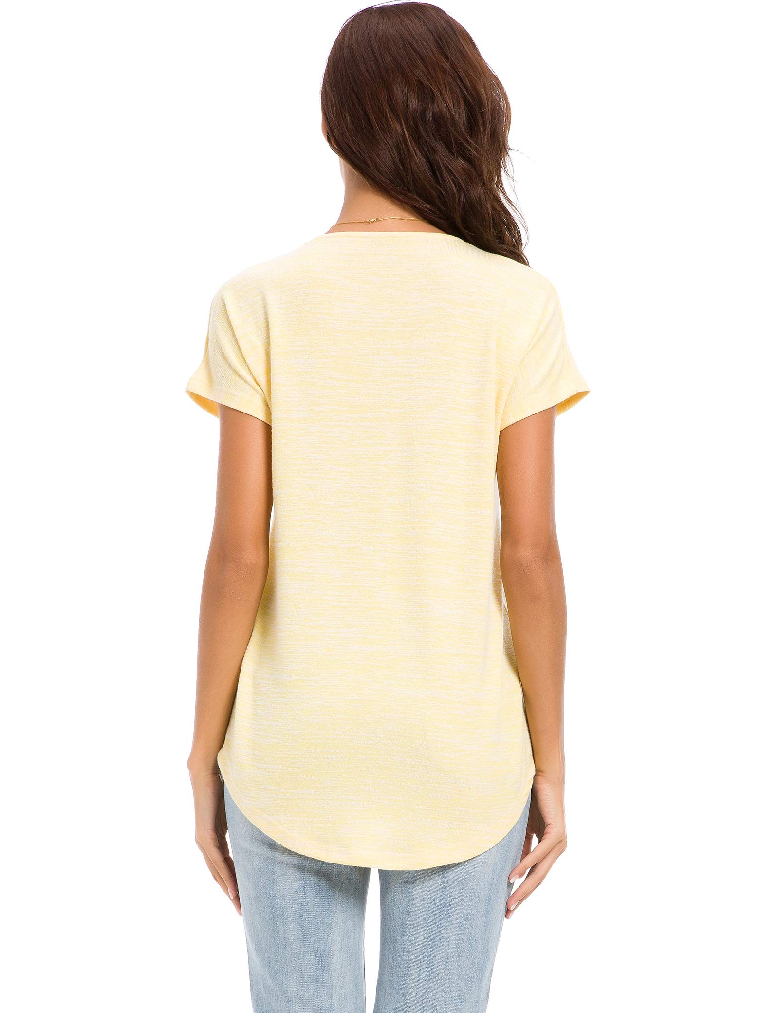 LUSMAY Women's Casual V-Neck Tunic Top with Zipper Detail - Loose Fit Short Sleeve Blouse for Summer | Perfect for Work, Travel & Everyday Wear