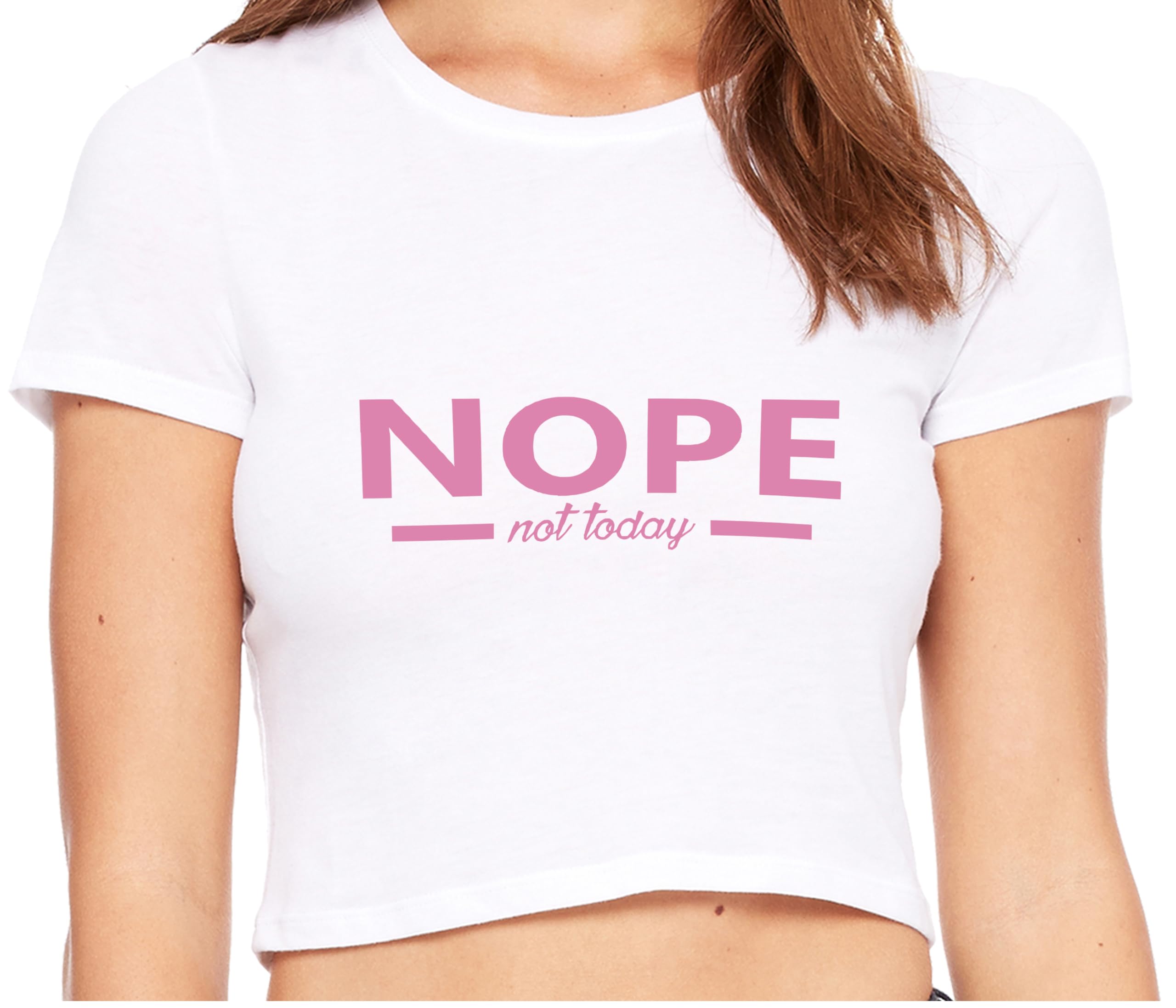 Knaughty Knickers 'Nope Not Today' No Sex Cuck Hubby White Crop Tank Top - Funny Sarcastic Women's T-Shirt for Bachelorette Parties & Girls Night Out