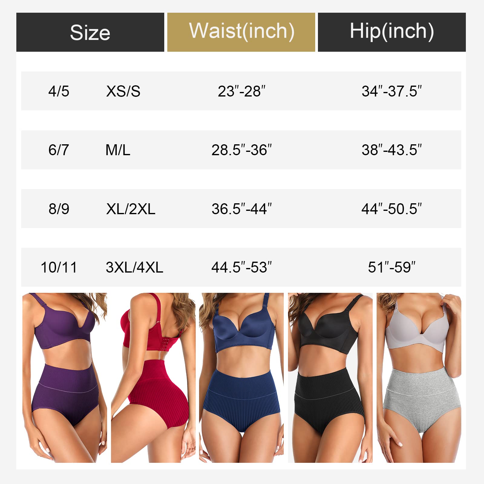 UMMISS Women's Cotton High Waisted Underwear - Tummy Control Panties, Plus Size Full Coverage Briefs for Women - Comfortable Everyday Wear & Shapewear for Work, Yoga & Sleep