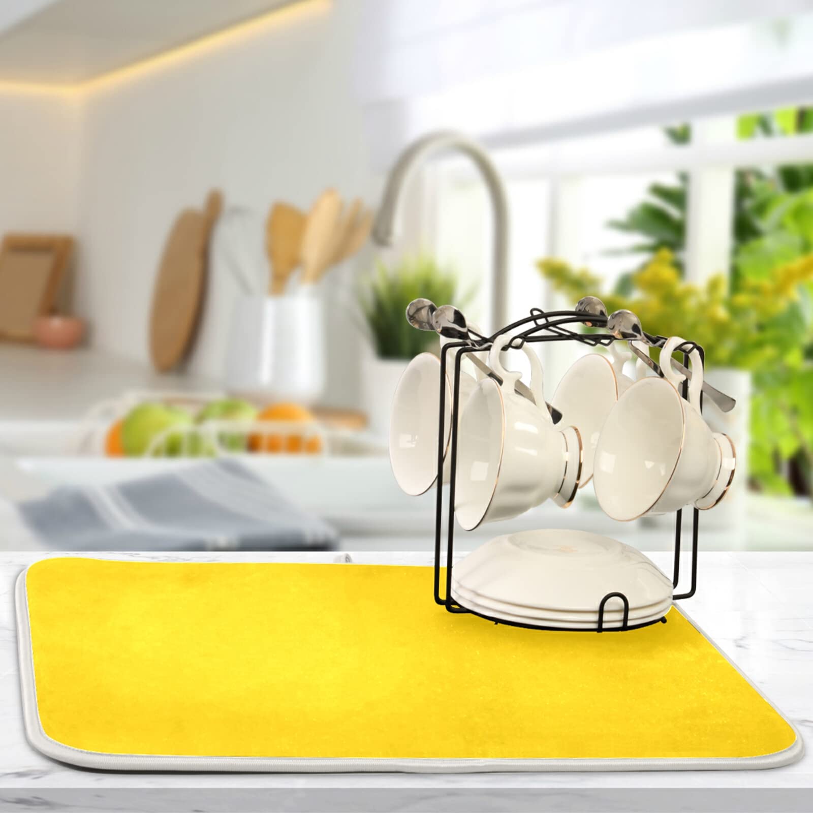 XL Gold Microfiber Dish Drying Mat - Heat Resistant Kitchen Counter Drainer Pad (16x18 Inch) | Perfect for Drying Dishes, Utensils & Cookware | Stylish Kitchen Decor Accessory