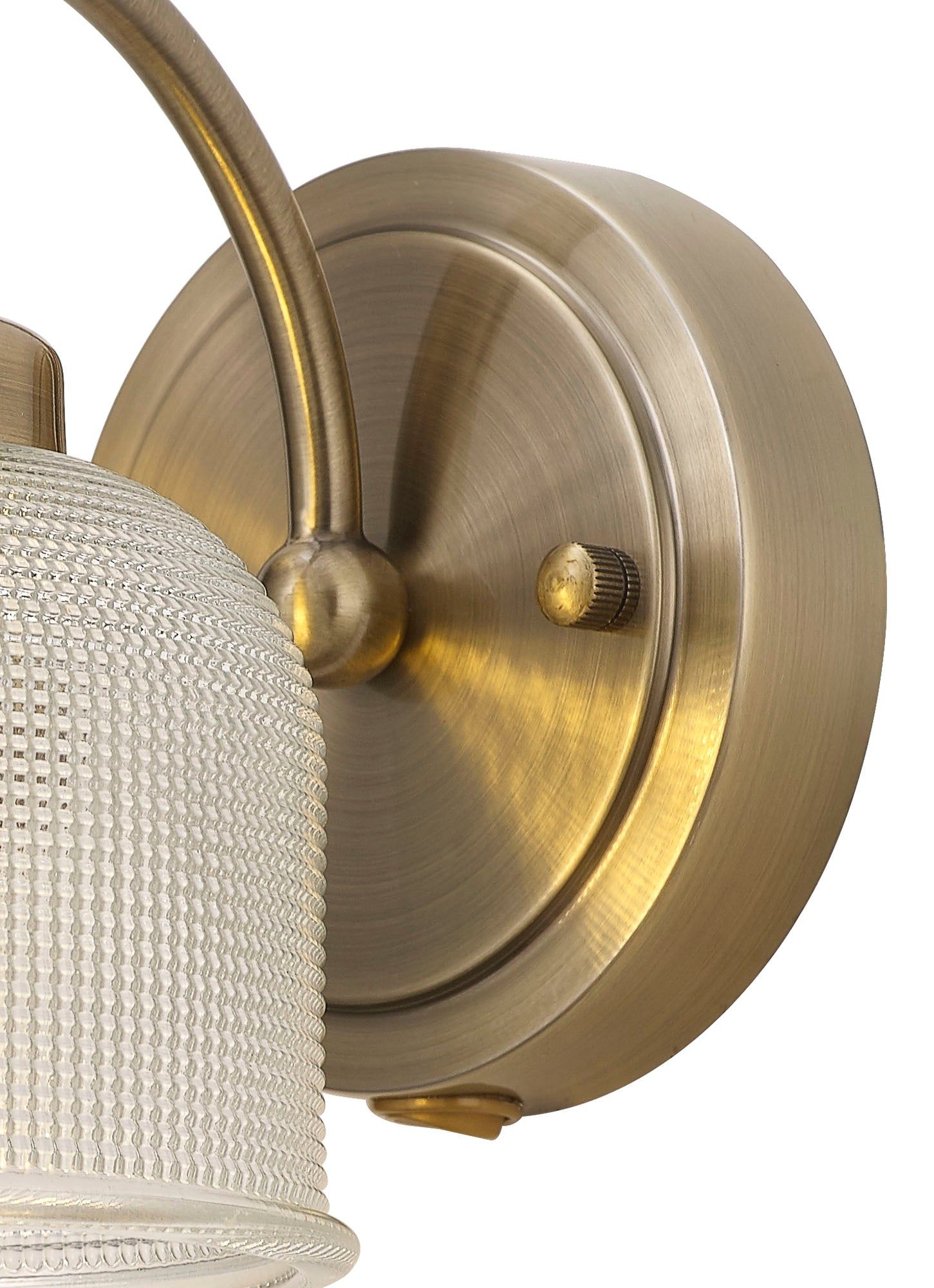 Cleron Switched Wall Lamp - 1 Light E27 Base in Satin Nickel, Antique Brass & Polished Nickel with Prismatic Glass - Perfect for Bedroom, Living Room & Hallway Lighting