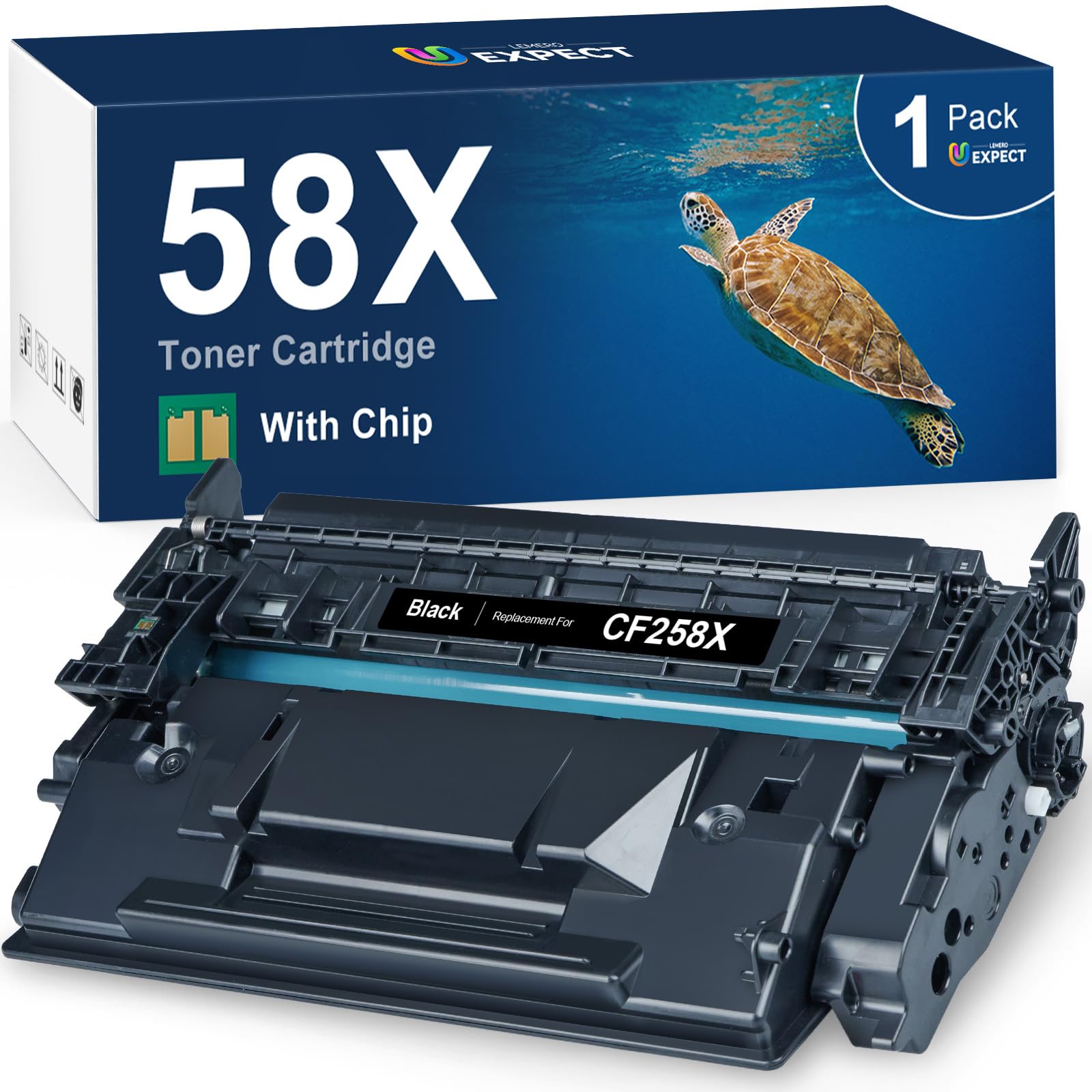 HP 58X CF258X Toner Cartridge Replacement with Chip - Compatible with HP M404n, M404dn, M428fdw, M404dw, MFP M404, M428fdn Printers | High-Quality Black Toner for Office & Home Printing Needs
