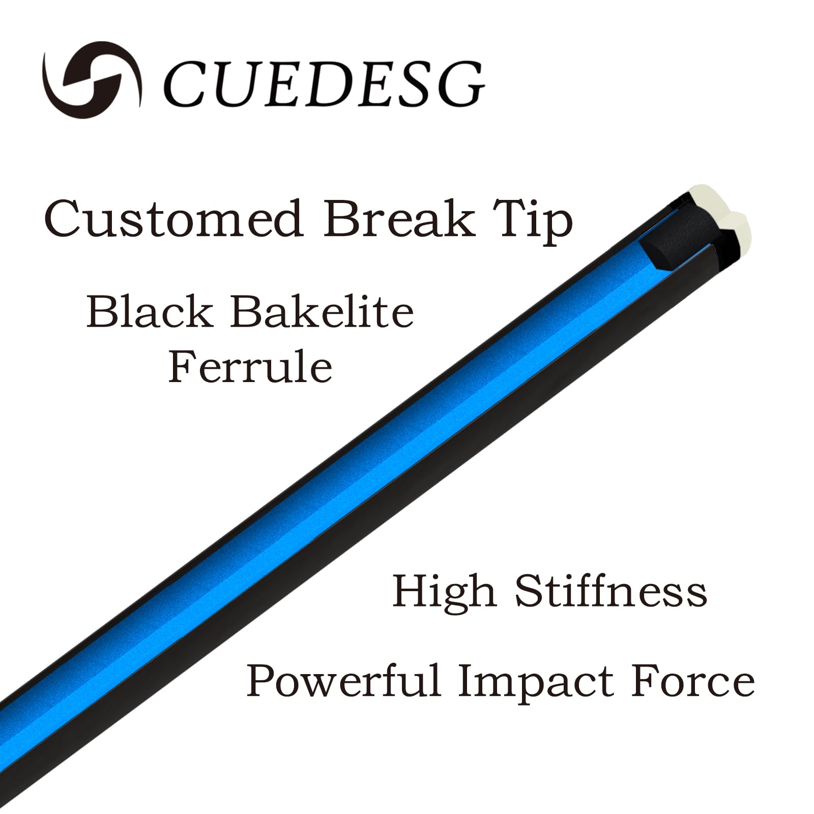 13mm Carbon Fiber Jump Break Cue Shaft - Low Deflection Professional Pool Stick for Punch Shots | Perfect for 8-Ball, 9-Ball & Snooker Players