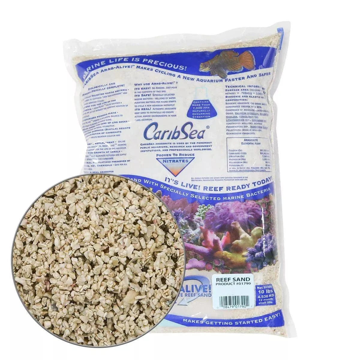 CaribSea Arag-Alive! Reef Grade Live Sand - Natural Marine Substrate for Saltwater Aquariums, Coral Reef Tanks & Fish Tanks - Promotes Beneficial Bacteria Growth