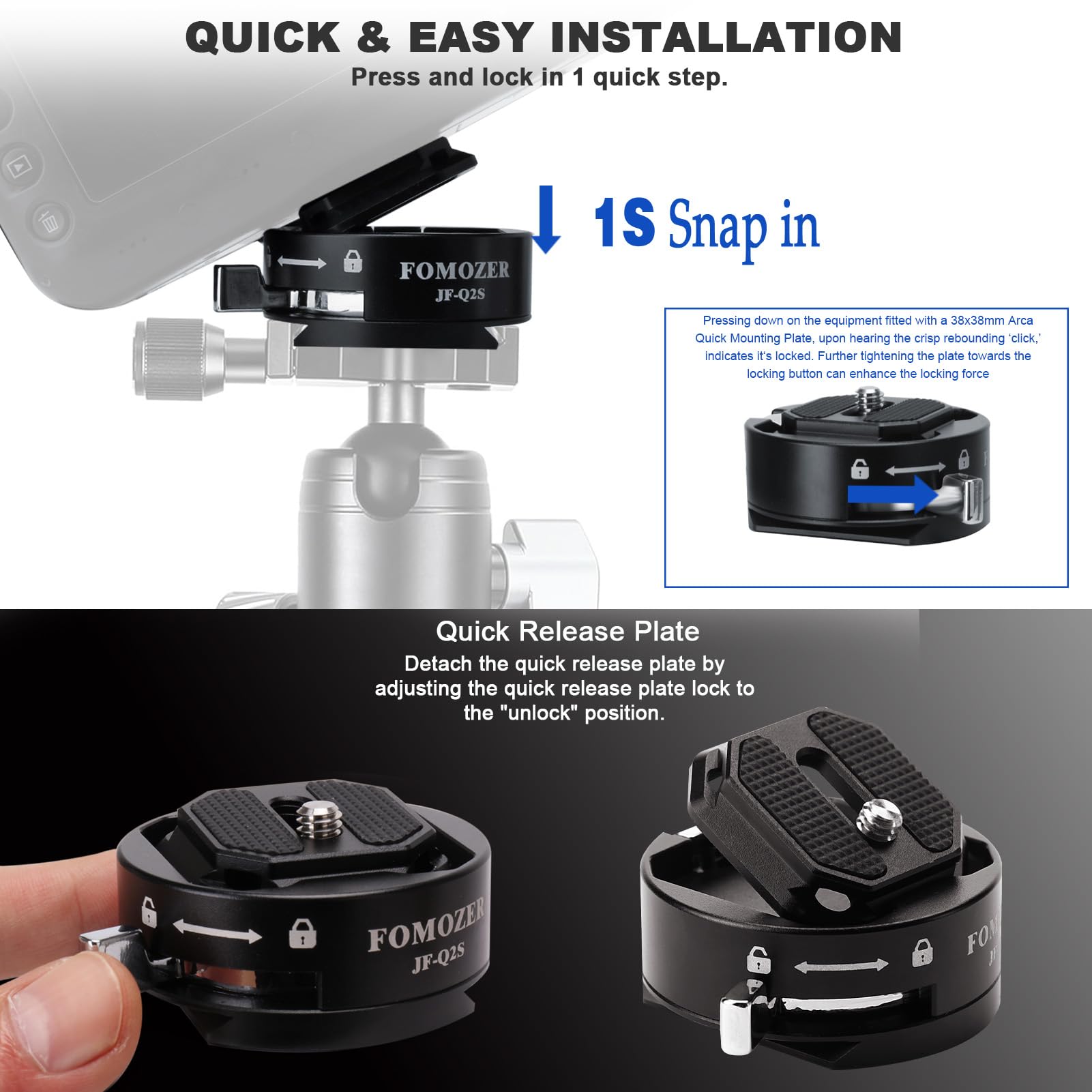 FOMOZER Camera Quick Release Plate with 1/4