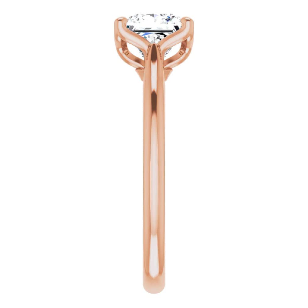 10K Solid Rose Gold Handmade Engagement Ring - 1.0 CT Princess Cut Moissanite Diamond Solitaire Wedding Band Set for Women - Perfect for Proposals, Anniversaries & Bridal Jewelry Gifts