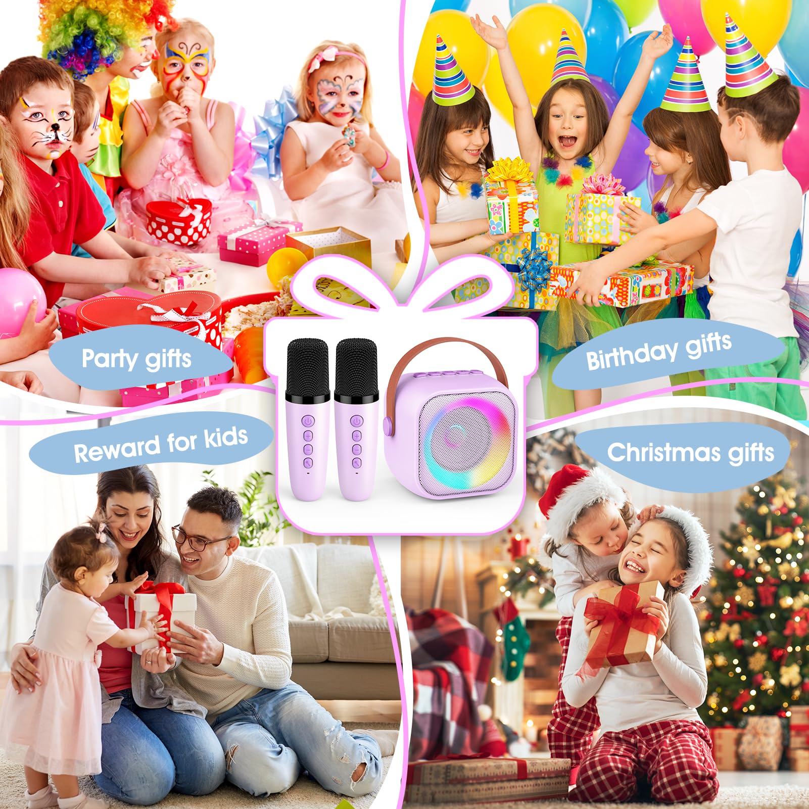 Wireless Karaoke Microphone with LED Lights for Kids Ages 3-11 - Singing Toy for Girls & Boys, Dual Mic Set - Perfect Christmas Gift for Children's Parties & Family Fun