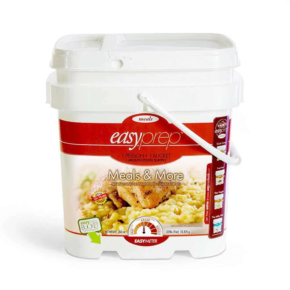 EasyPrep Meals & Emergency Food Supply - 9 Freeze-Dried Entrees & Staples in 1 Bucket | Disaster Preparedness, Camping & Survival Kit | Long Shelf Life for Outdoor Adventures & Emergency Situations