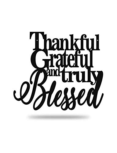 Steel Roots Decor Thankful Grateful Blessed Metal Wall Art Sign - 12