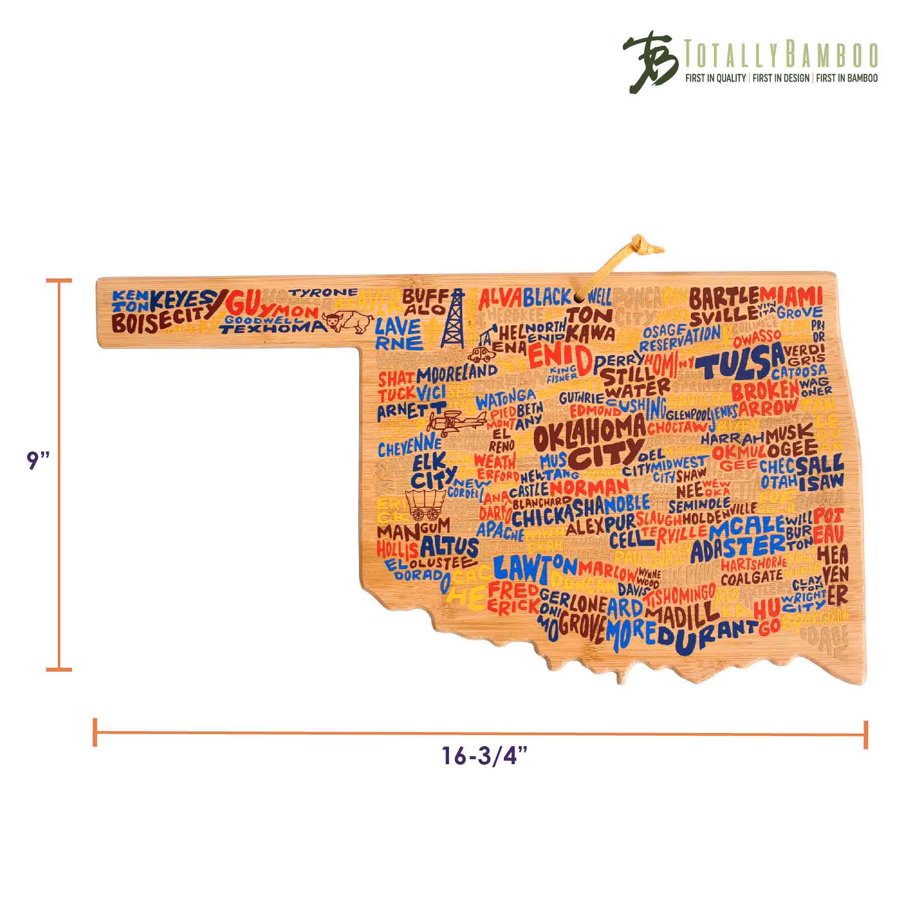 Premium Oklahoma-Themed Wooden Cutting Board with Artistic Engraving by Wander on Words™ - Perfect for Kitchen Decor, Gift Giving, and Home Use