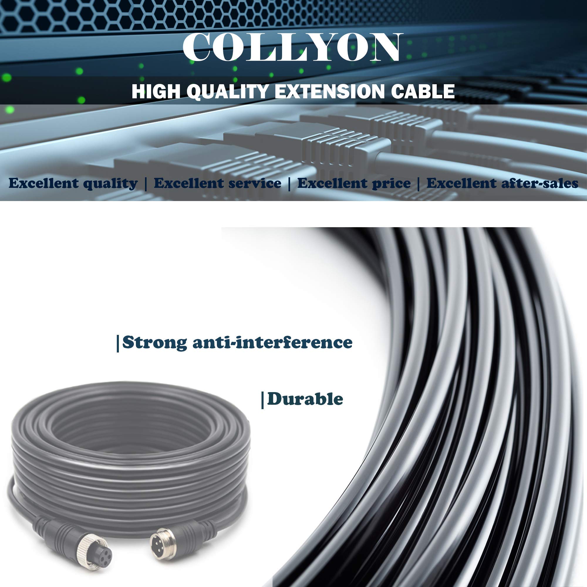 34FT/10m Backup Camera Extension Cable - 4Pin Aviation Video Cable for Car & CCTV Rear View Camera Systems - Durable AV Extension Wire for Trucks, RVs, Trailers & Parking Assistance