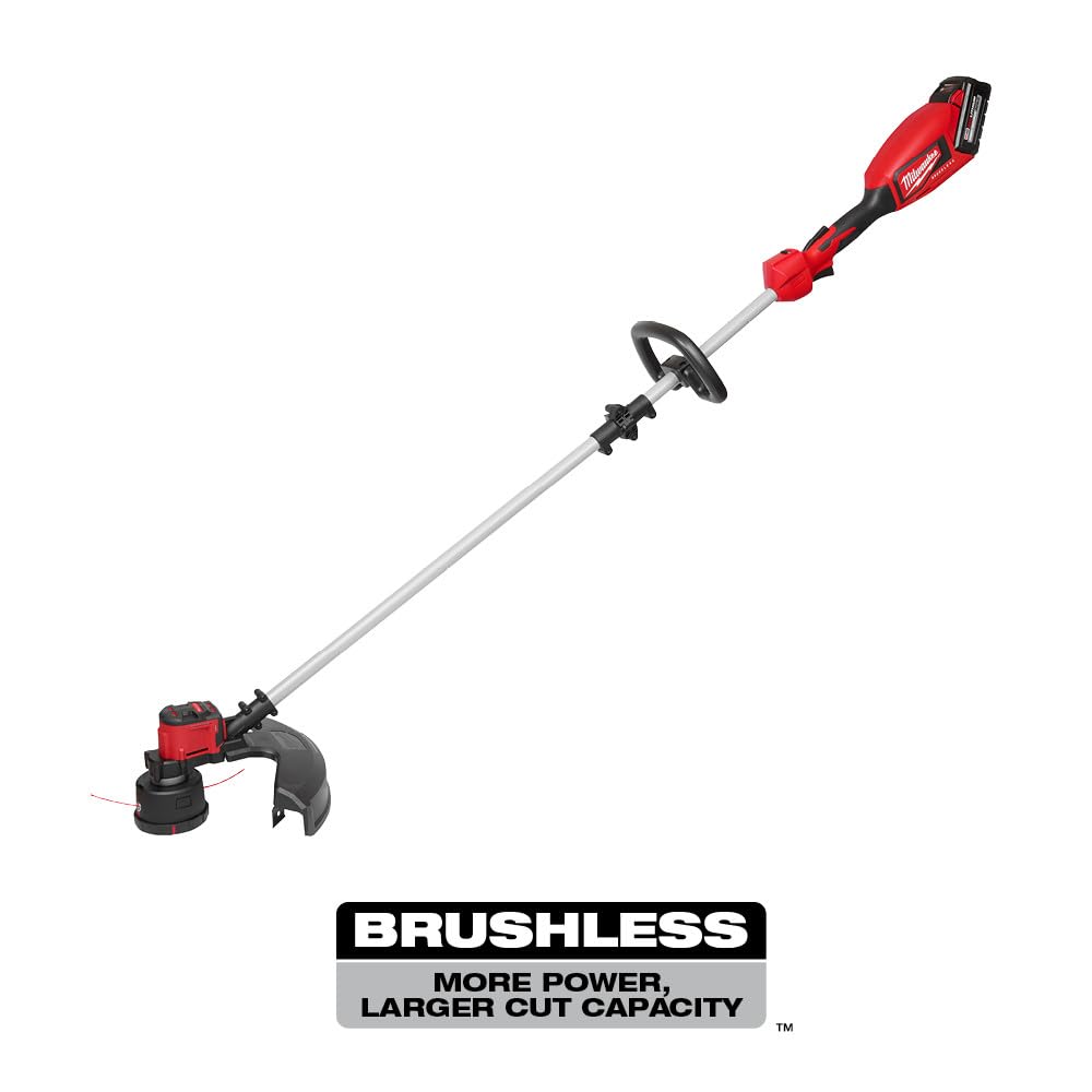 Milwaukee M18 18V Cordless Brushless String Trimmer Kit with 5.0Ah Battery & Charger (2828-21) - Perfect for Lawn Care, Yard Maintenance & Landscaping