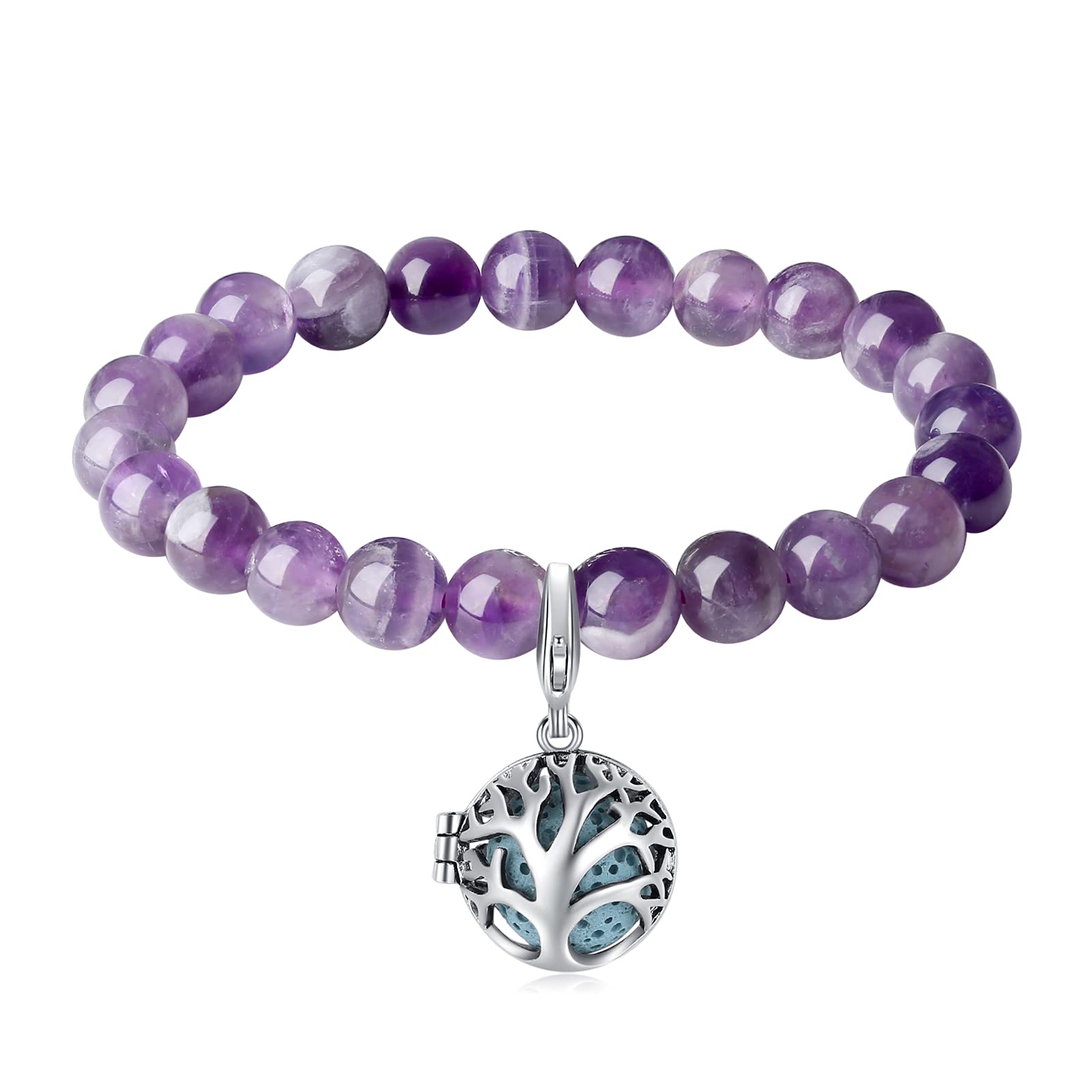 Anxiety Relief Bracelet for Women & Girls - Aromatherapy Essential Oil Diffuser Jewelry with Healing Crystals, Adjustable Stretch Paperclip Chain Bracelet | Stress Relief, Meditation & Daily Wear