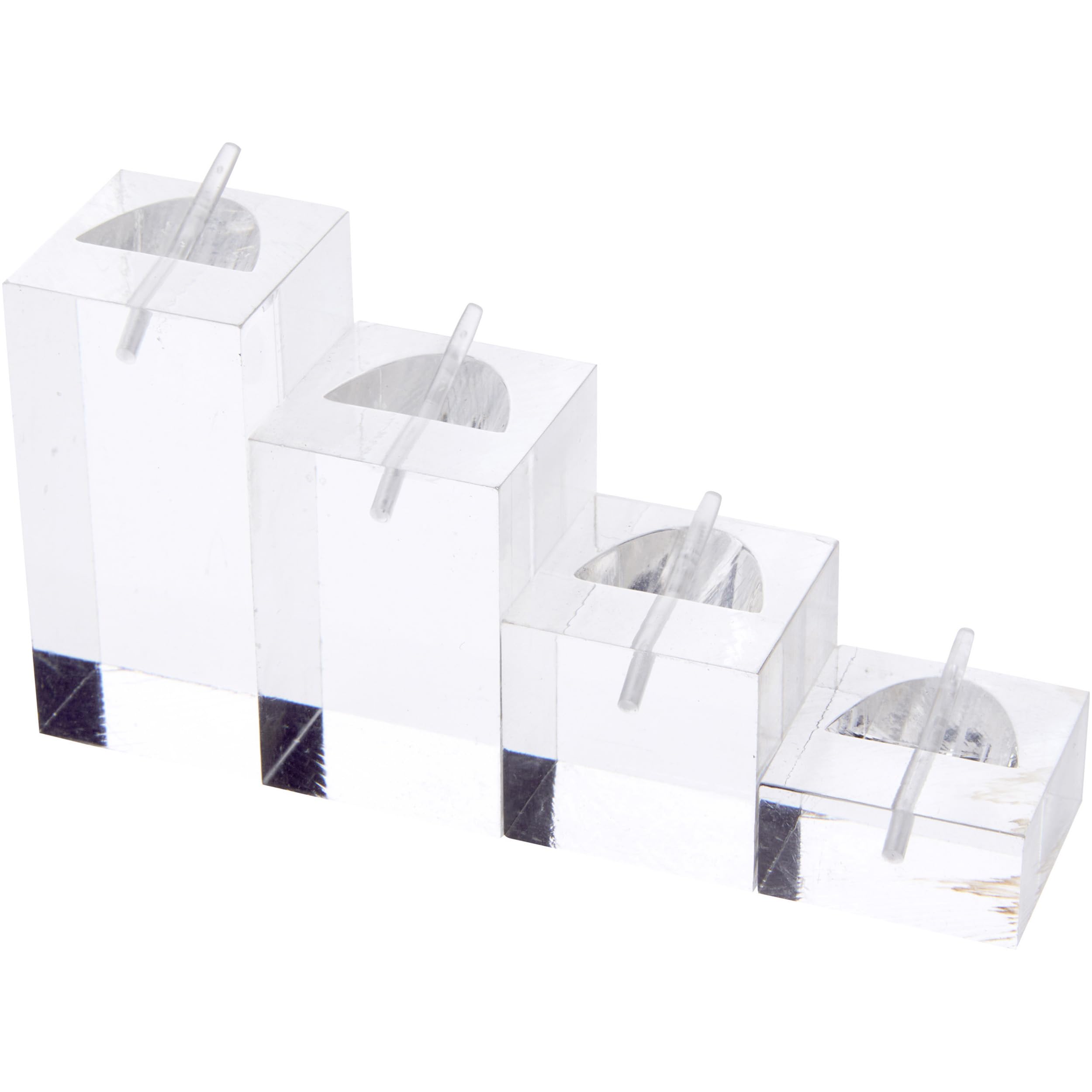 Plymor Clear Acrylic 4-Piece Square Ring Display Set - 12 Pack - Perfect for Jewelry Showcase, Retail Displays & Trade Show Exhibits