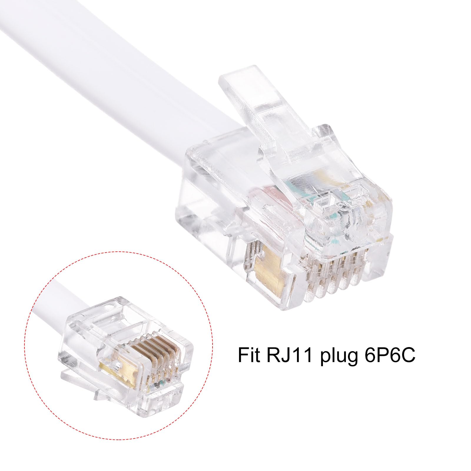 3.28FT MECCANIXITY Phone Extension Cord - RJ11 6P6C Male to Male Telephone Cable for Landline Phones & Fax Machines (White) | Perfect for Home Office, Business Use & Long Distance Connections