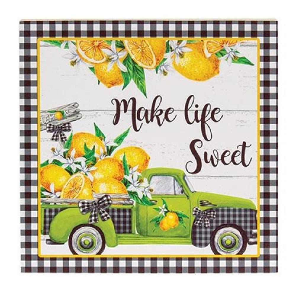 Sweet Lemon Truck Square Block - Fun & Educational Wooden Toy for Kids - Perfect for Pretend Play, Learning Shapes & Colors - Great for Home, Classroom & Travel