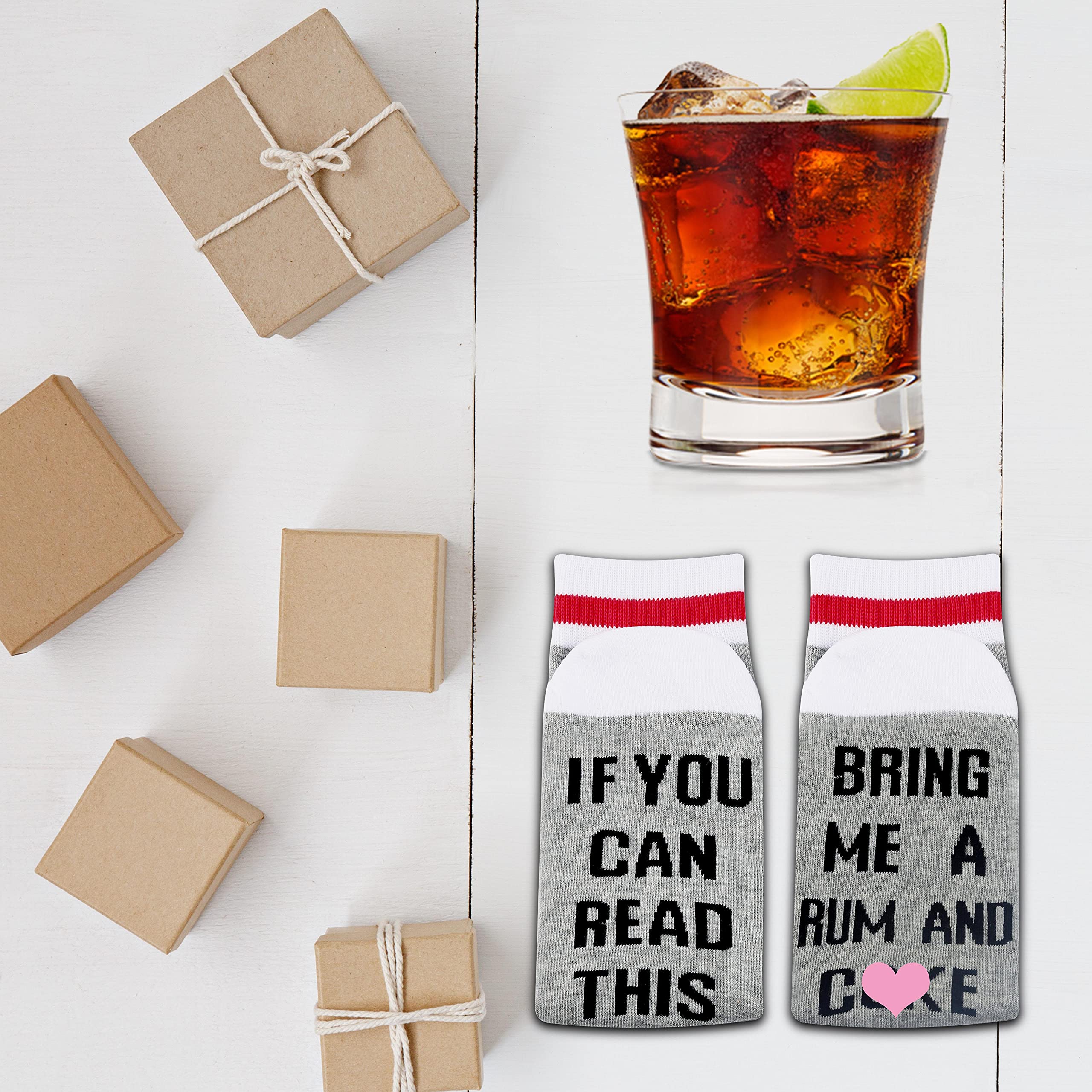 Fun Rum Drinking Socks - Novelty Alcohol Themed Socks for Men & Women - Perfect Quarantine Gift for Cocktail Lovers - Great for Parties, Holidays & Relaxing at Home