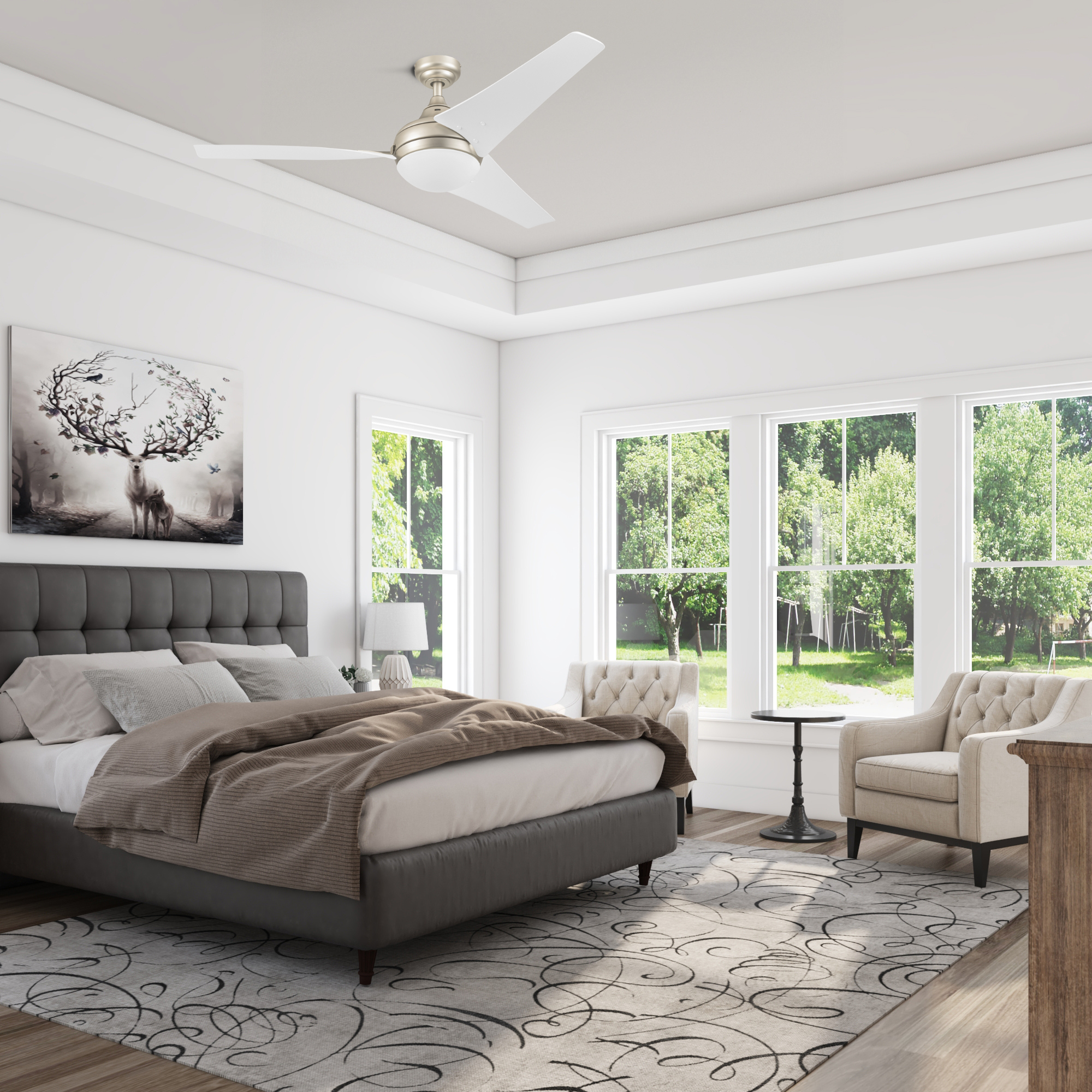 52 Inch Maxon Soft Gold Ceiling Fan with Remote Control - Quiet Energy Efficient Indoor Cooling for Living Room, Bedroom, and Office