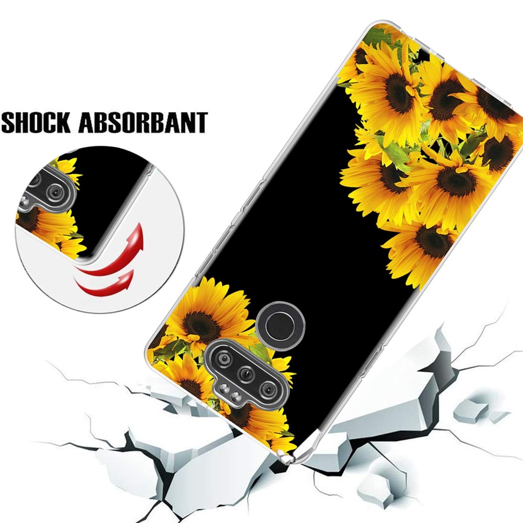 Cute Clear Slim Shockproof TPU Phone Case for LG Aristo 5 Plus/K31/Risio 4/Phoenix 5/Fortune 3 - Sunflower Pattern Protective Cover for Women & Girls | Perfect for Everyday Use, School & Work Protection